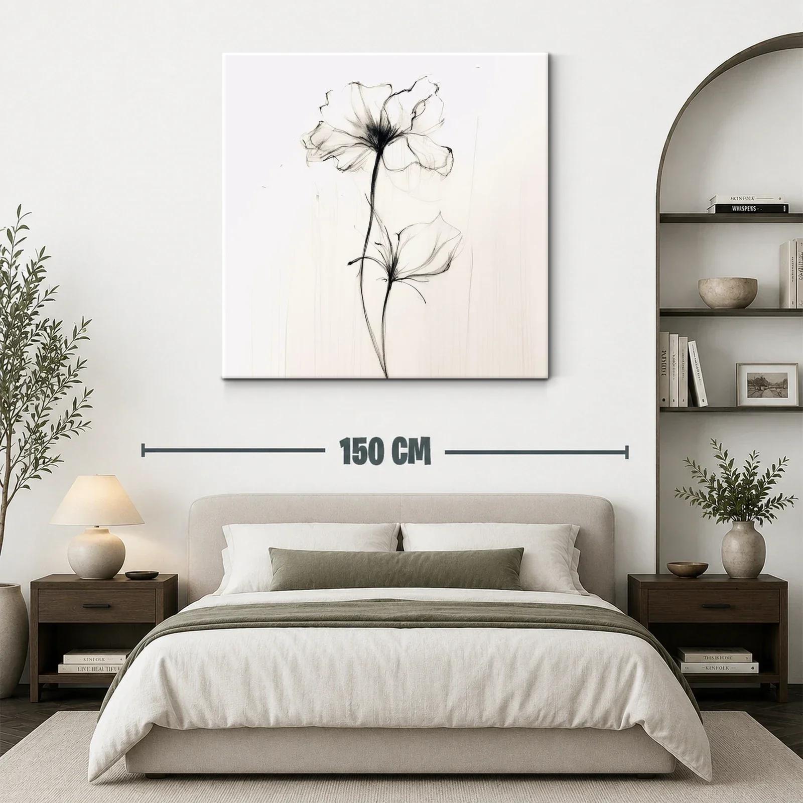 Elegante flor en trazo sutil y delicado en blanco y negro — miniatura 3