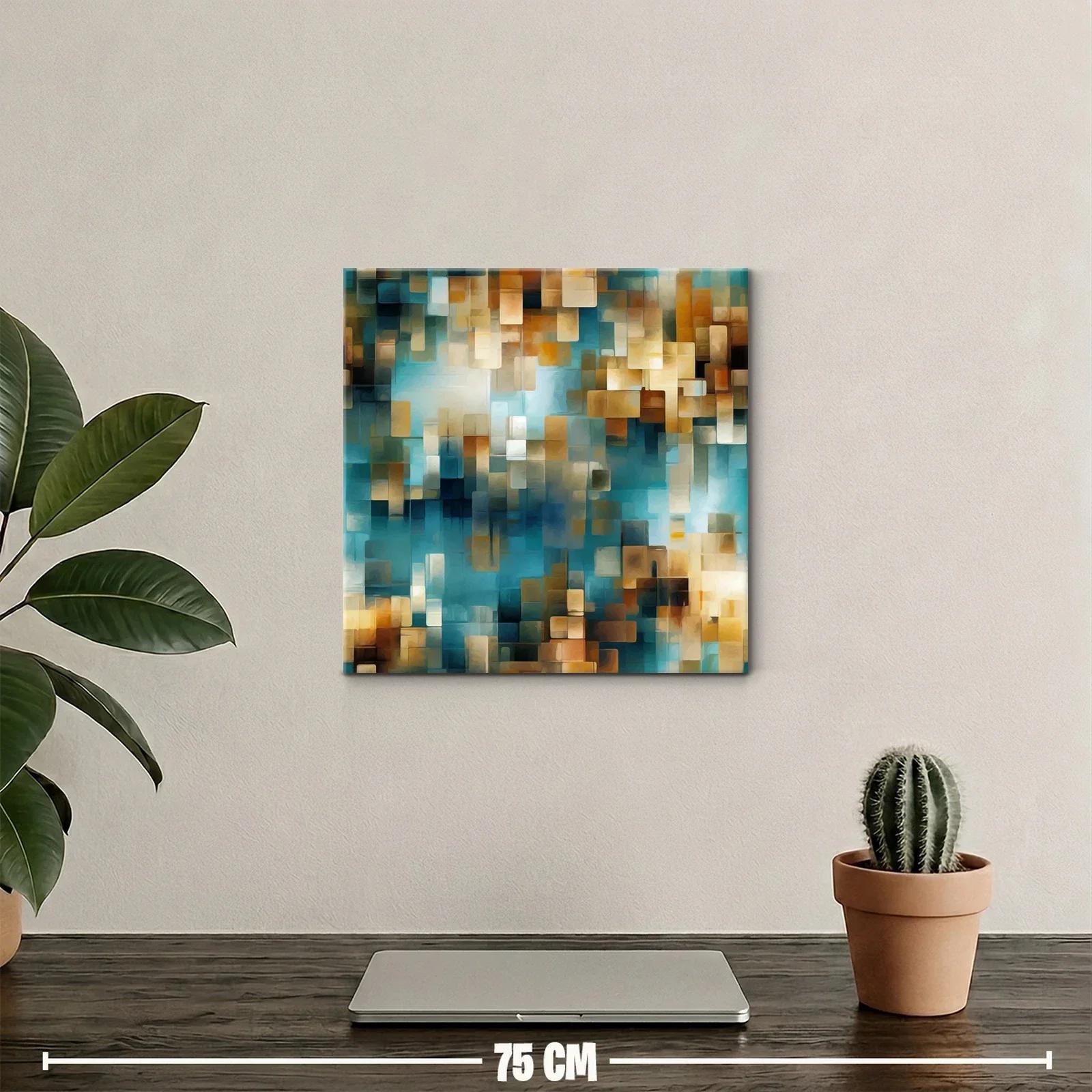 Composición abstracta con bloques en tonos azules y dorados — miniatura 2