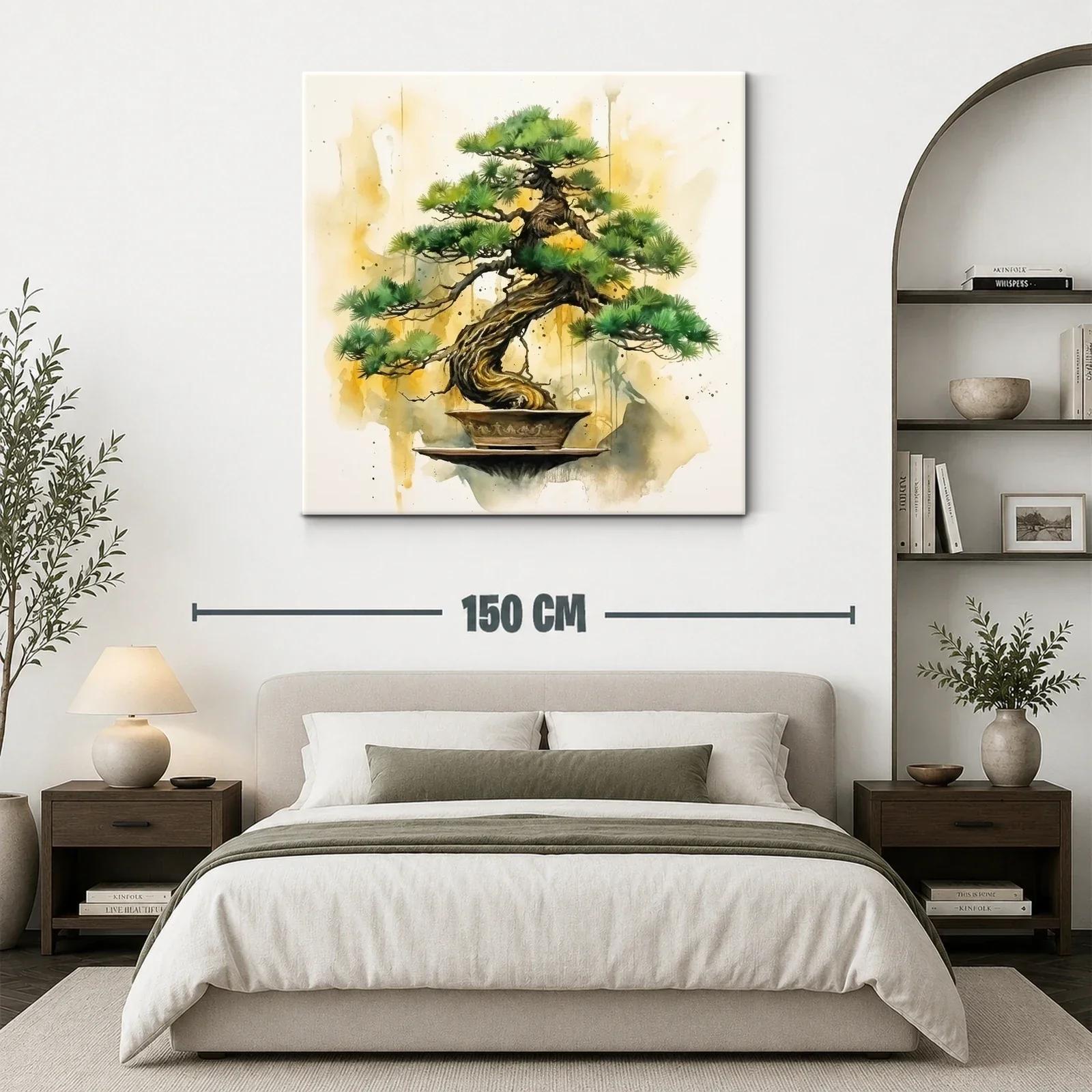 Cuadro con árbol bonsái y tonos cálidos que inspiran calma — miniatura 3