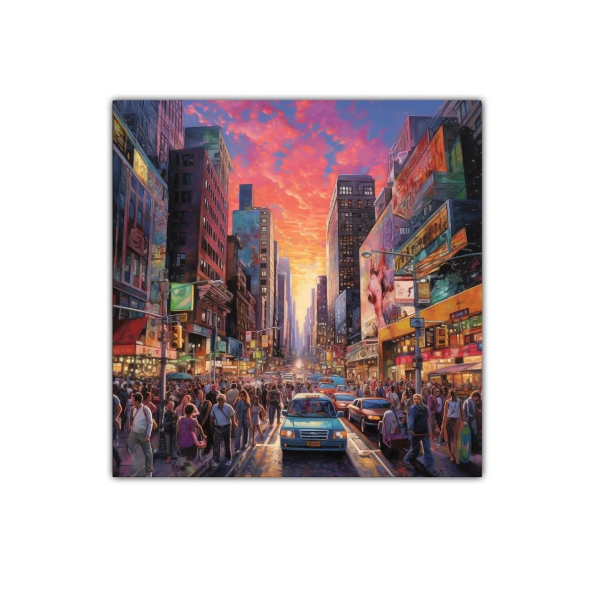 Atardecer vibrante en la ciudad con luces y movimiento — imagen principal