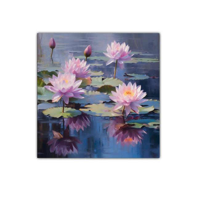 Serenidad en Lirios de Agua con Reflejos Violetas