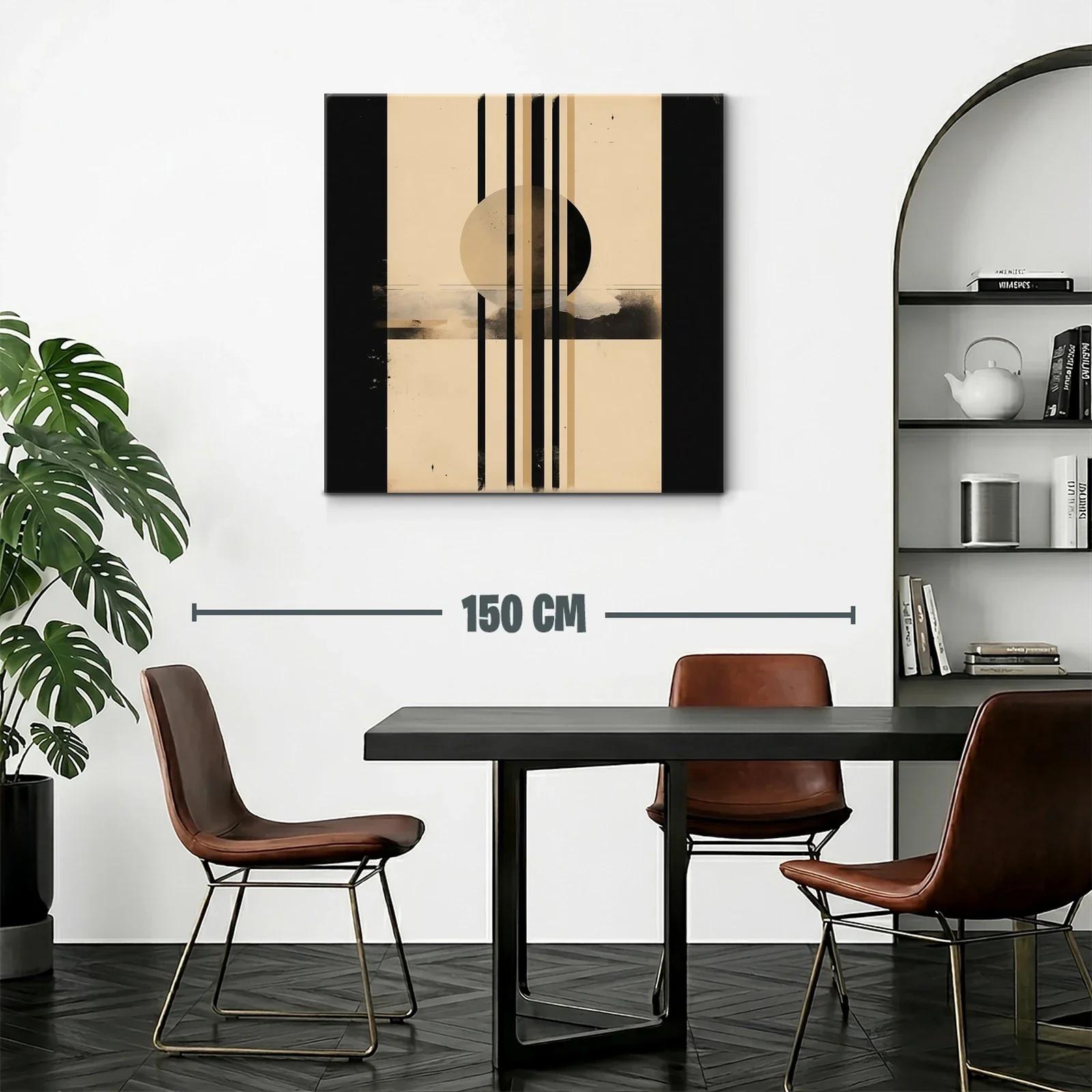 Composición geométrica contemporánea en tonos neutros y negro — miniatura 2
