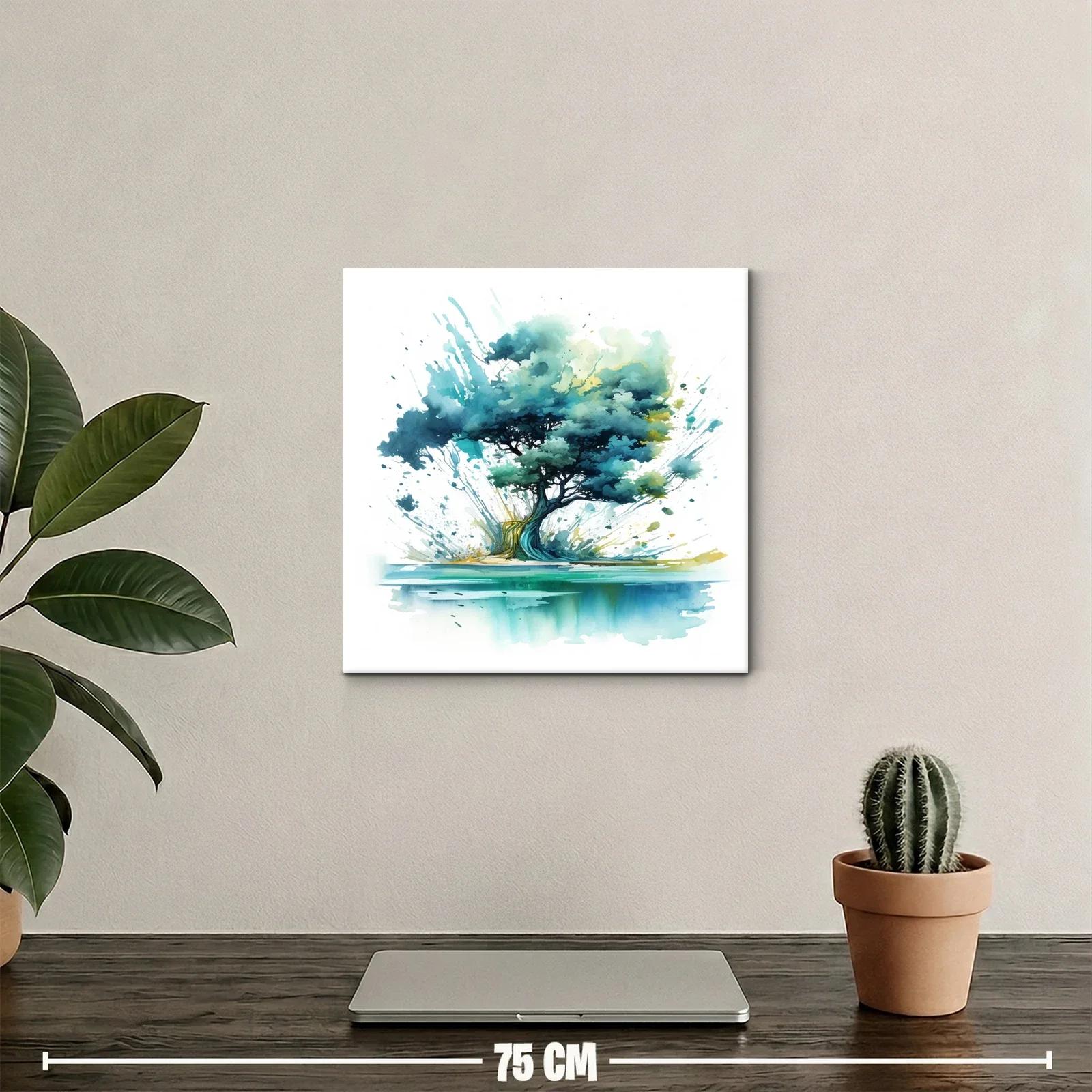 Árbol artístico con tonos azules y verdes vibrantes — miniatura 2