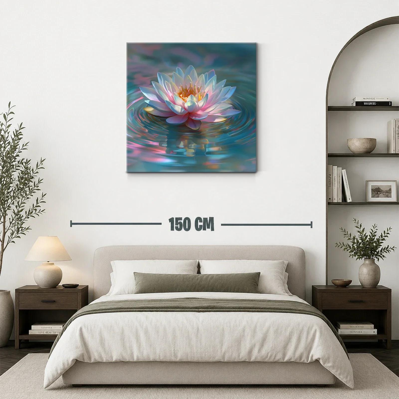 Flor de loto en aguas con reflejos iridiscentes — miniatura 3