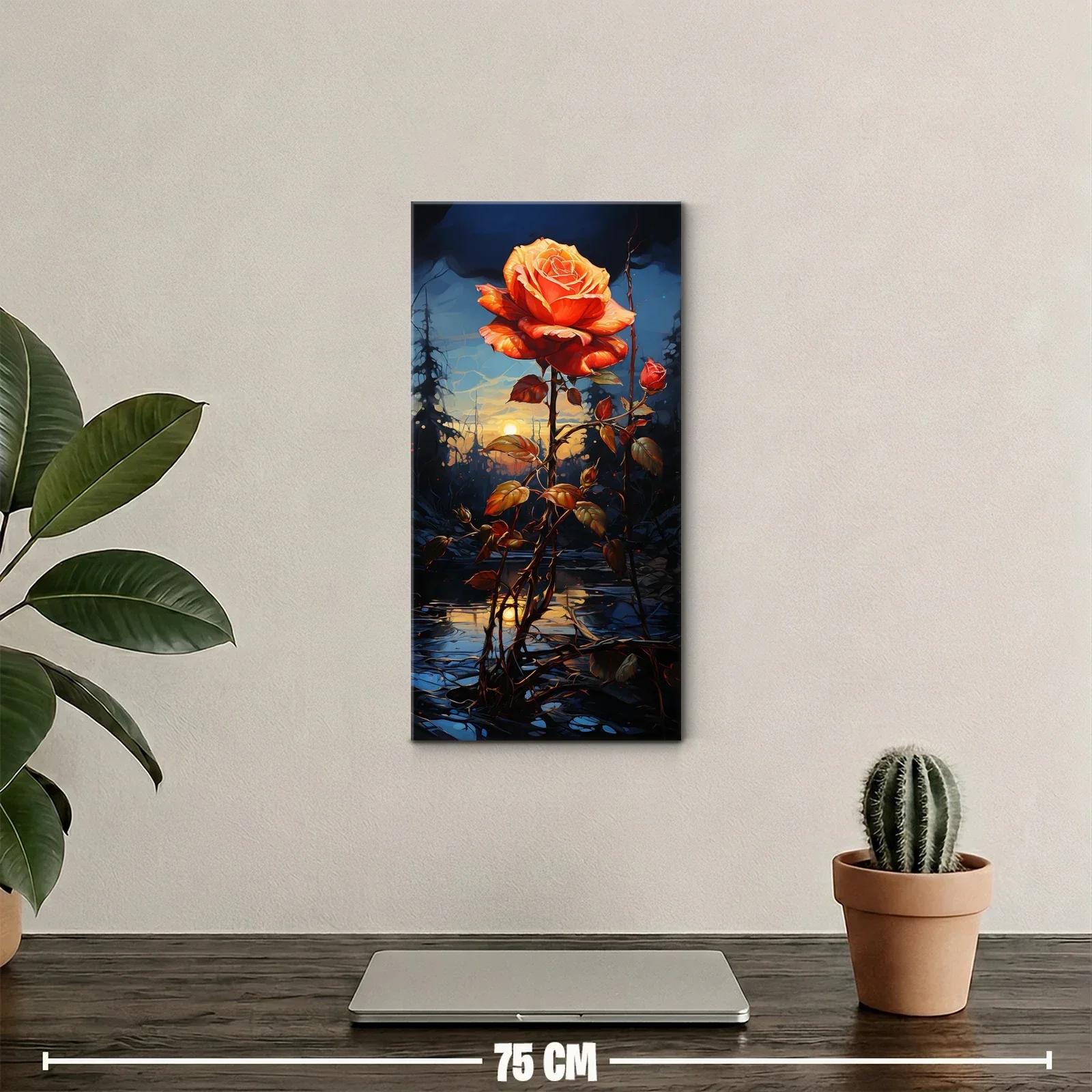 Cuadro rosa naranja luminosa con bosque sombrío — miniatura 2