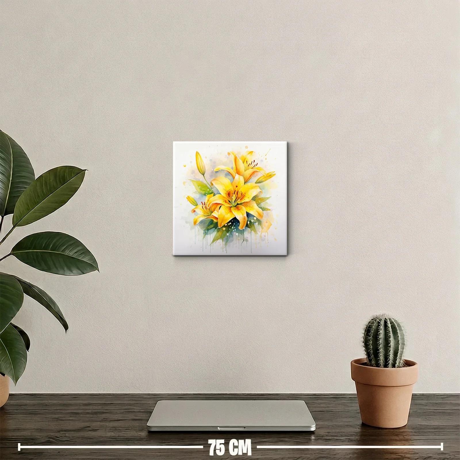 Cuadro decorativo con elegante ramo de lirios amarillos — miniatura 2