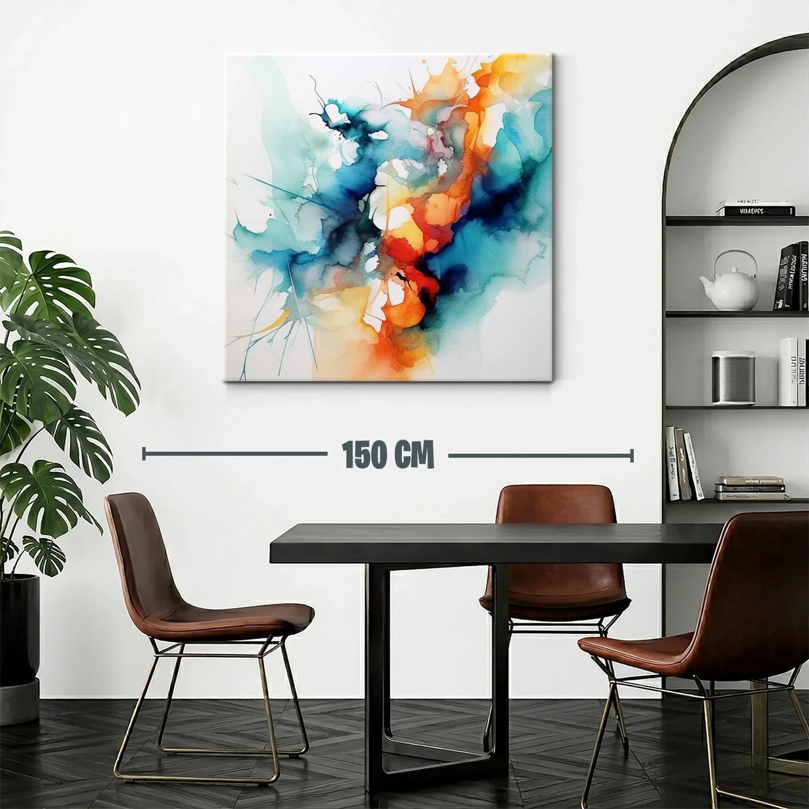 Cuadro abstracto con tonos vibrantes y formas fluidas — miniatura 2
