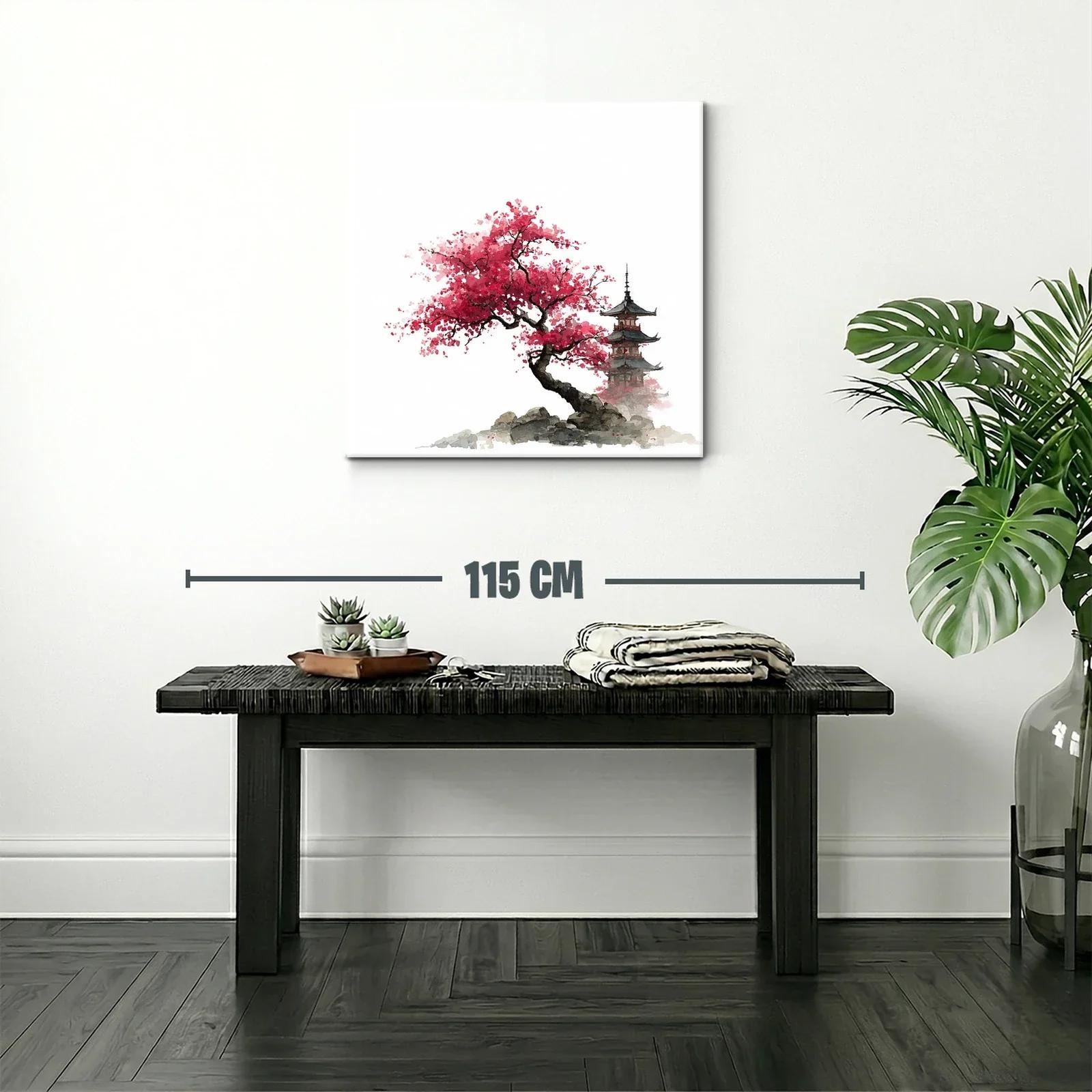 Árbol de Cerezo en Flor con Pagoda Japonesa — miniatura 2