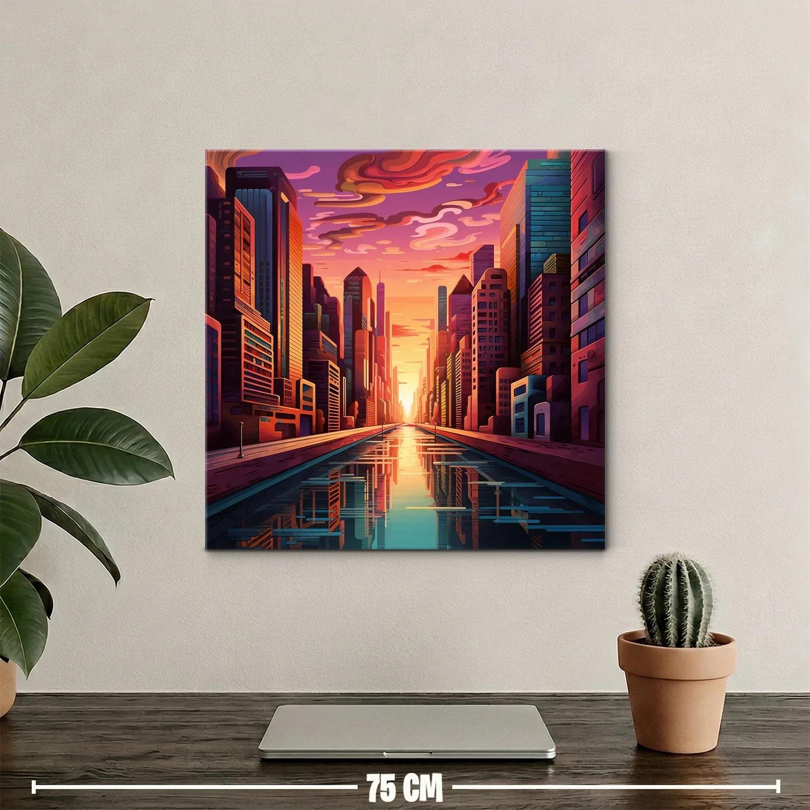 Atardecer urbano con reflejos de luz dorada y rosa — miniatura 2