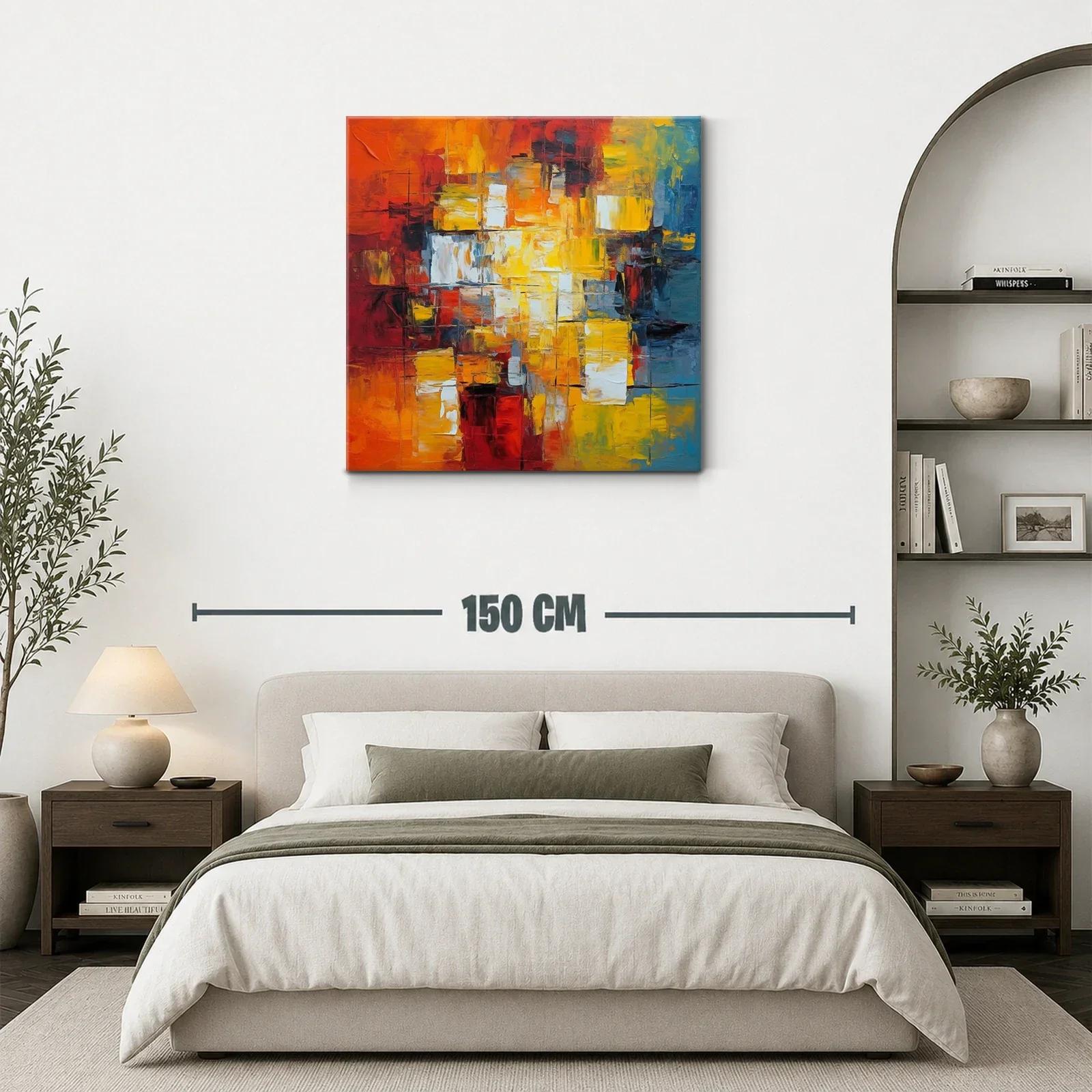 Cuadro abstracto con vibrantes tonos cálidos y fríos — miniatura 3