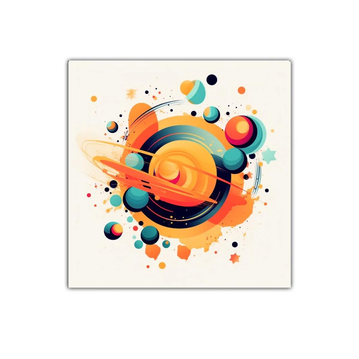 Cuadro decorativo de planeta con vibrantes colores y dinamismo
