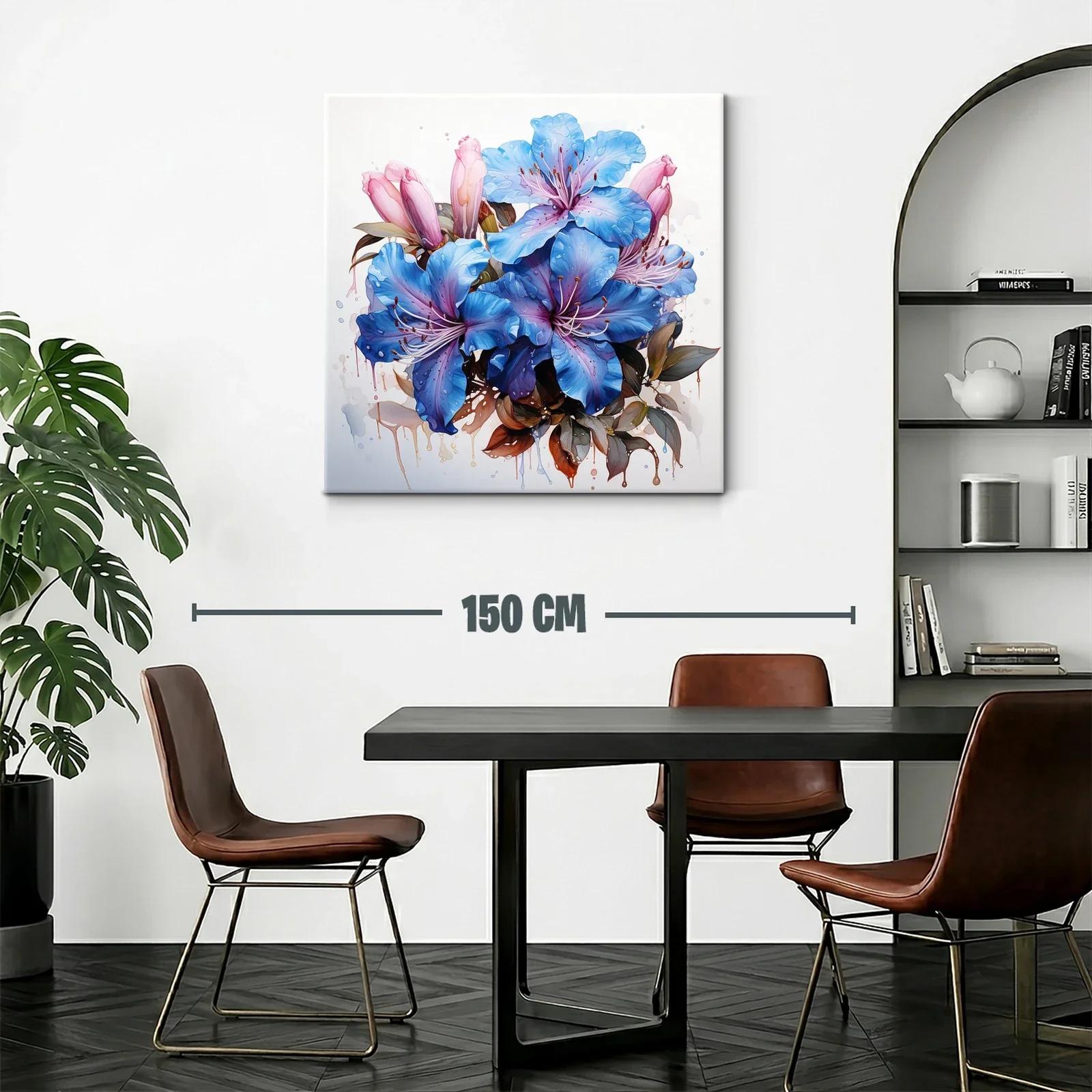 Vibrante composición floral con tonos azules y rosados cálidos — miniatura 2