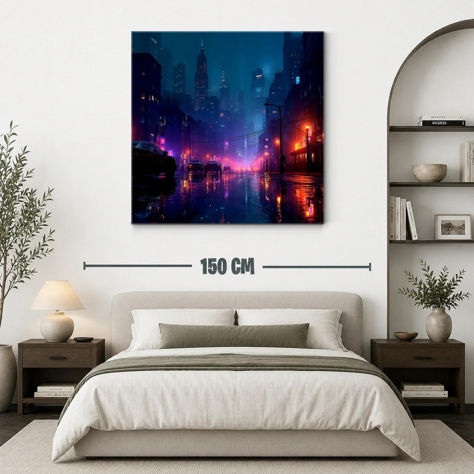 Paisaje urbano nocturno con luces de neón vibrantes — miniatura 3