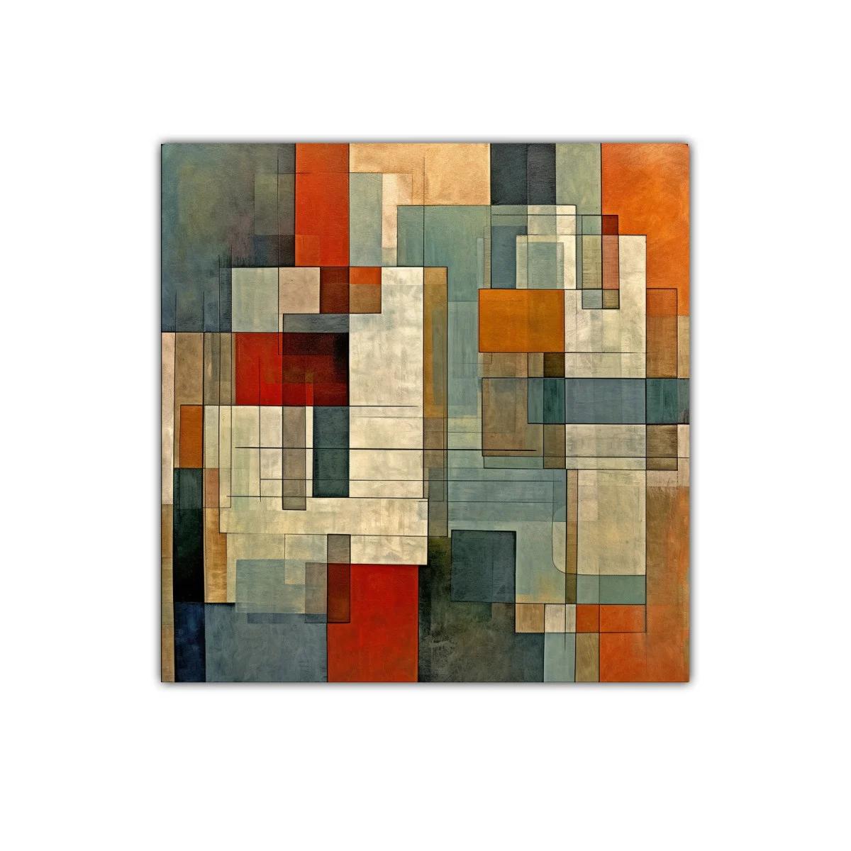 Cuadro abstracto con formas geométricas y tonos cálidos — imagen principal