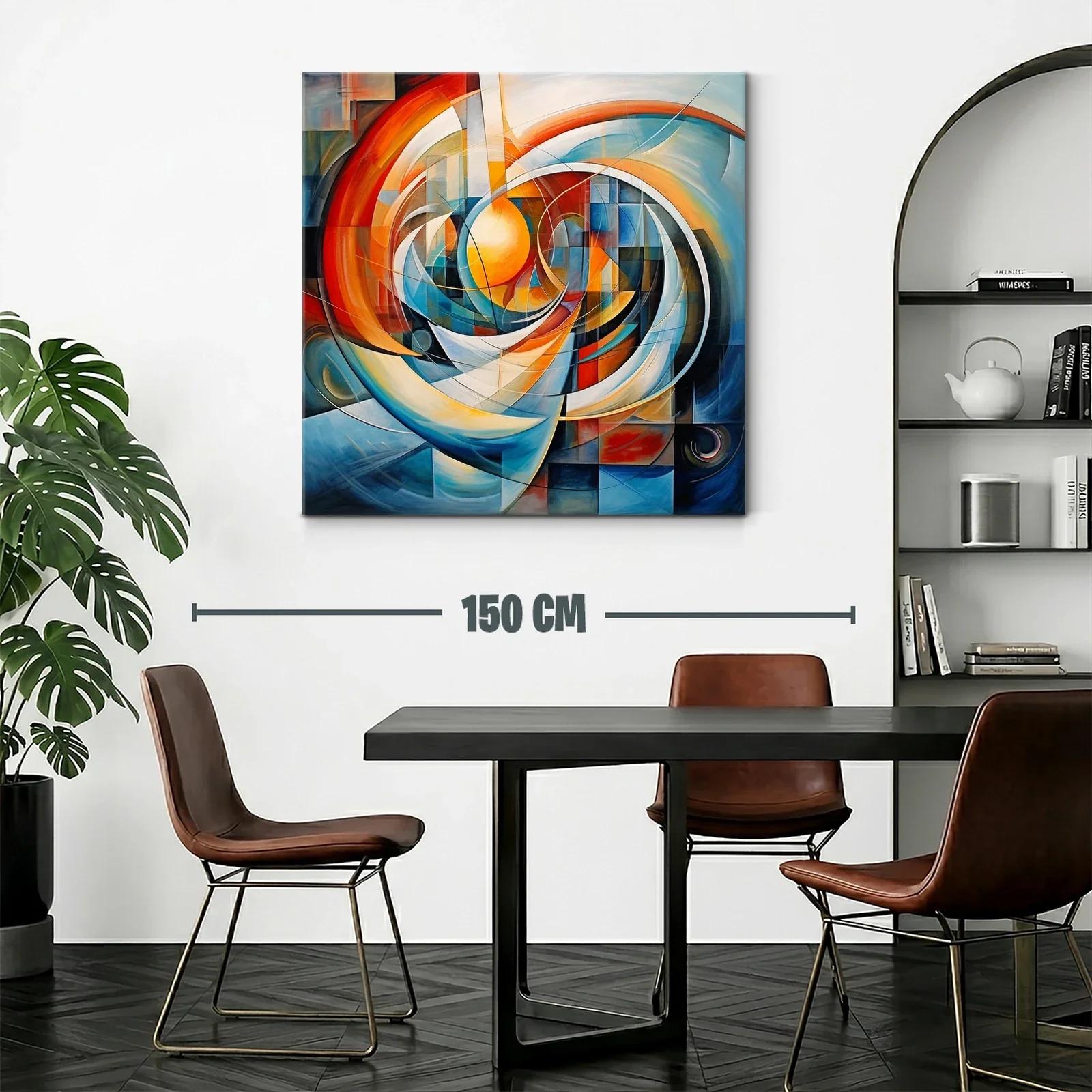 Composición abstracta con círculos y tonos cálidos y fríos — miniatura 2