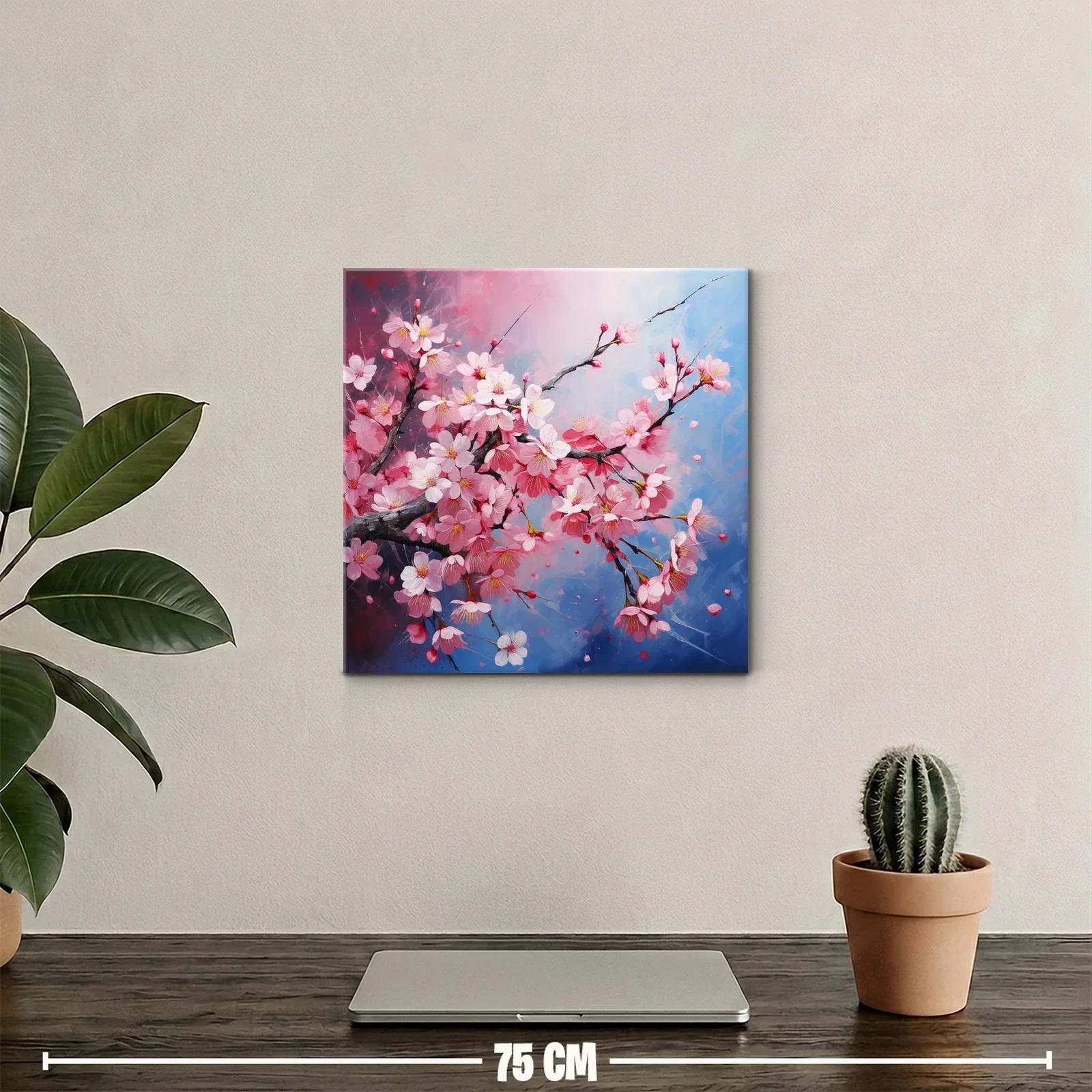 Rama de flores de cerezo en tonos rosa y azul — miniatura 2
