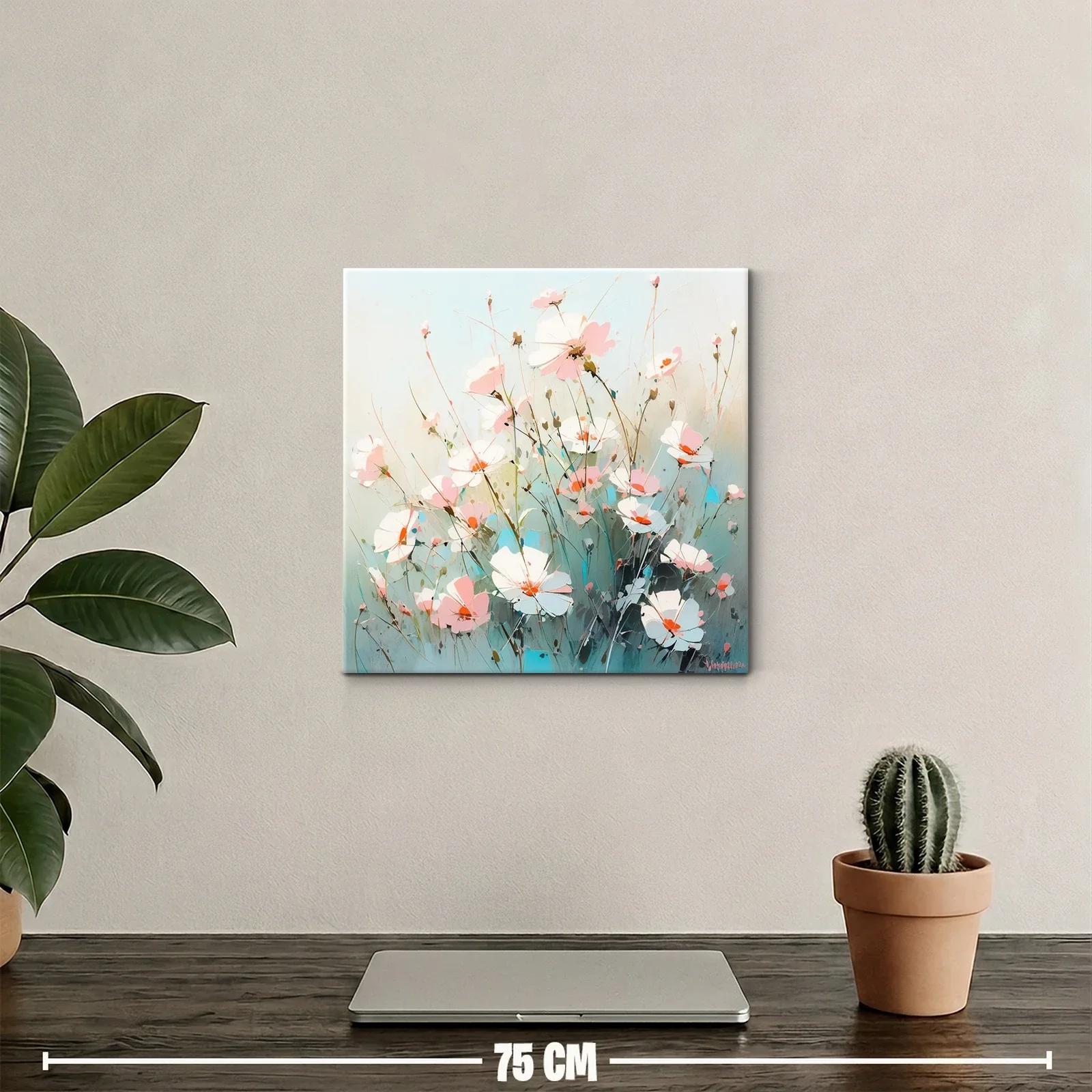 Cuadro con flores delicadas en tonos pastel y azul — miniatura 2