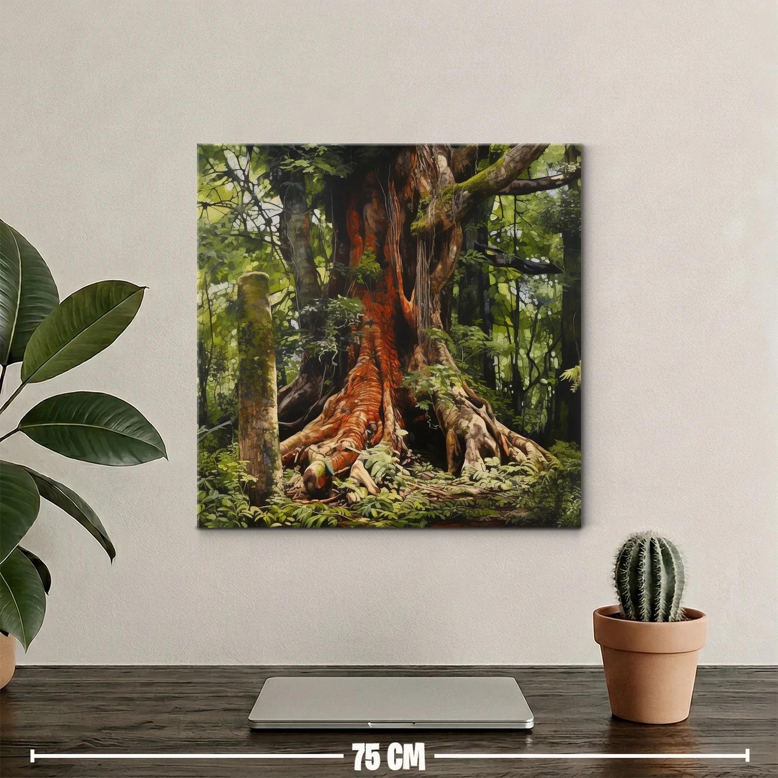 Majestuoso árbol con raíces aéreas en bosque tropical verde — miniatura 2