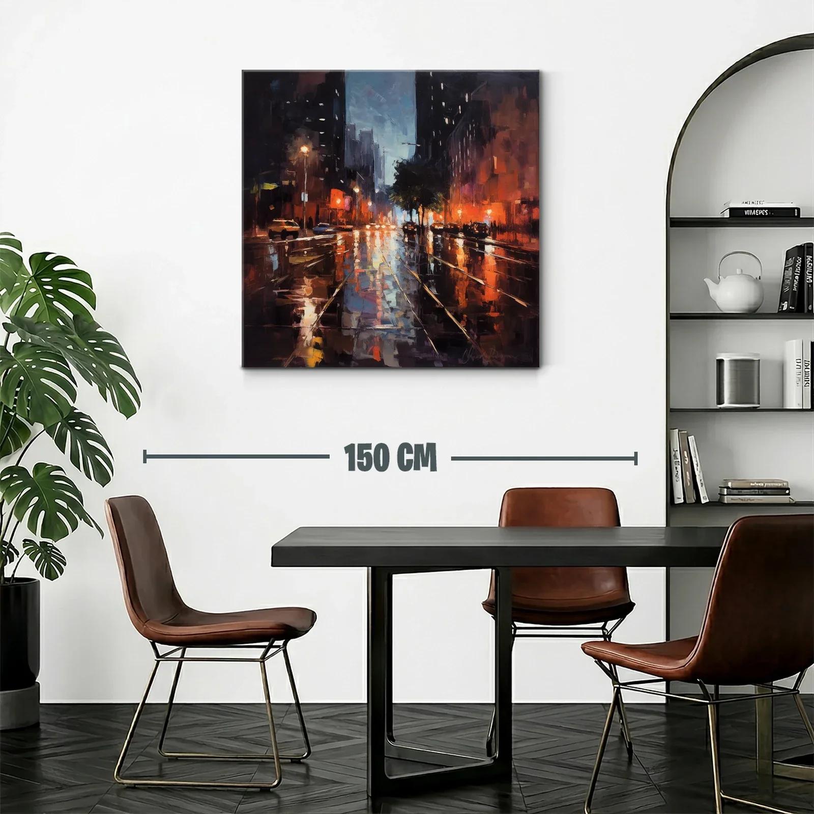 Reflejos urbanos al anochecer con luces vibrantes — miniatura 2