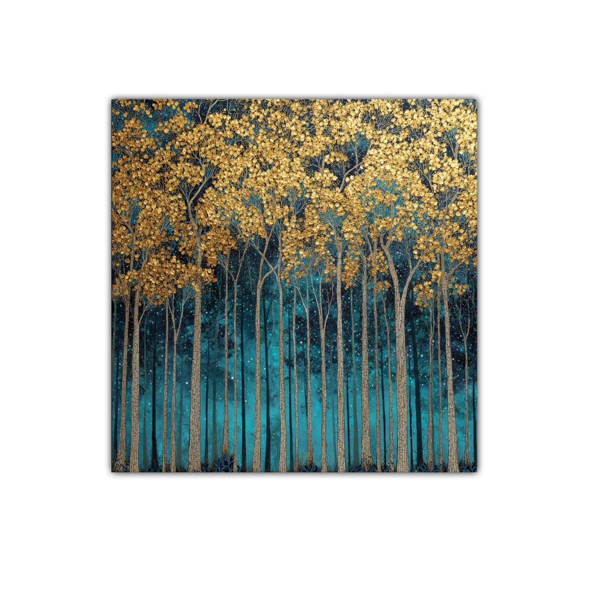 Bosque dorado bajo un cielo estrellado azul intenso — imagen principal