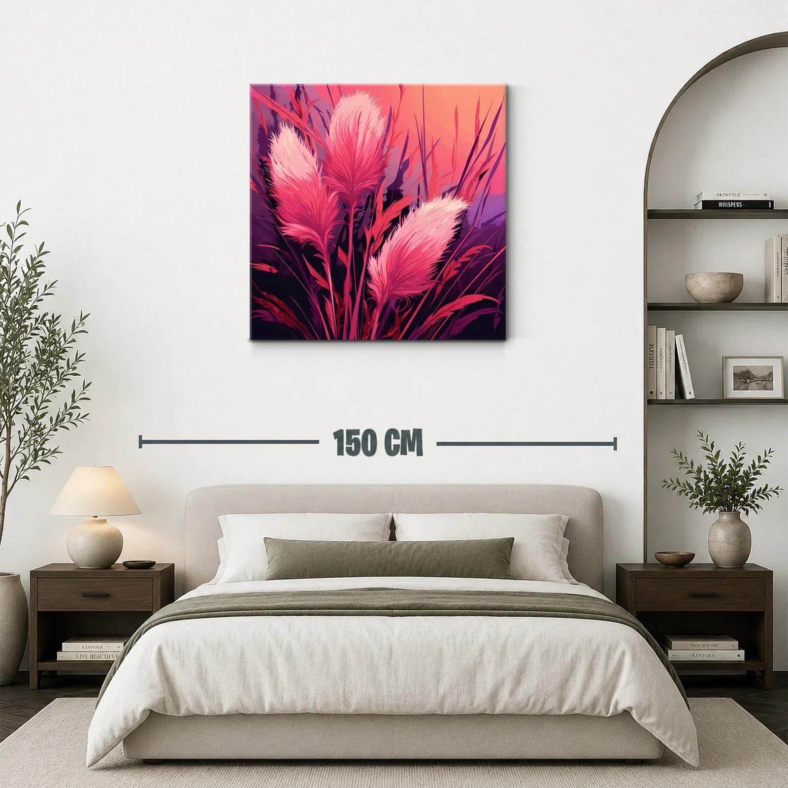 Ramas con plumas rosas en ambiente vibrante — miniatura 3