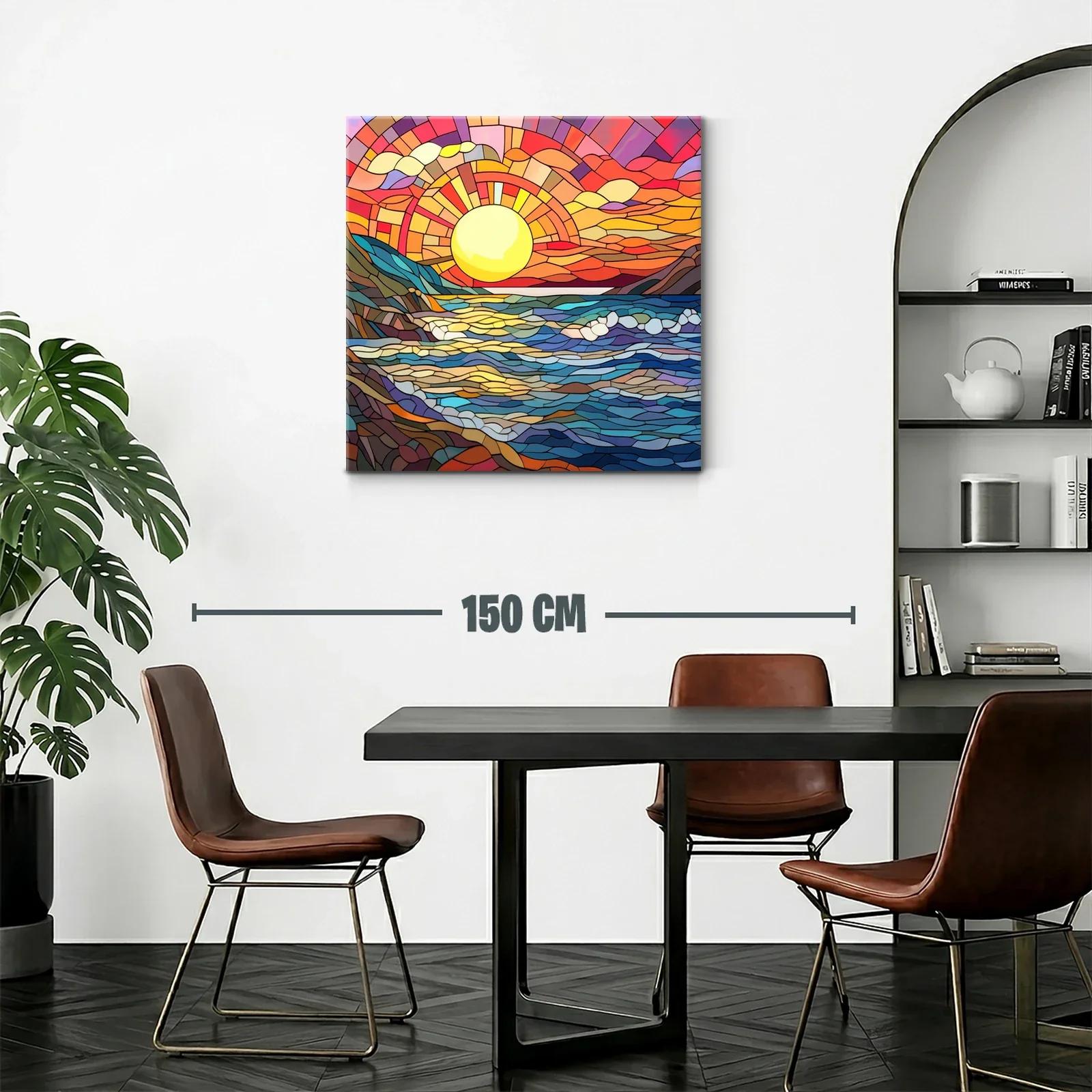 Cuadro vibrante de paisaje marino al atardecer — miniatura 2
