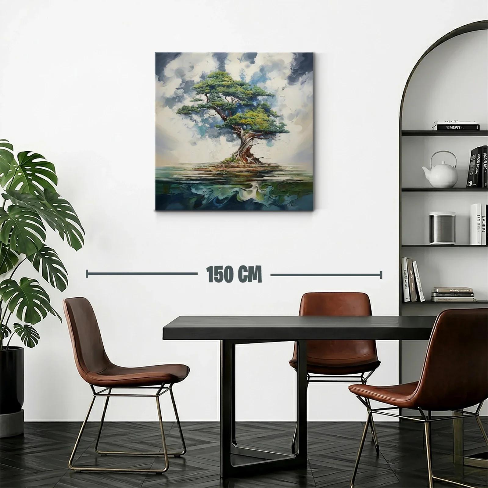 Árbol solitario con ramas expansivas sobre agua tranquila — miniatura 2