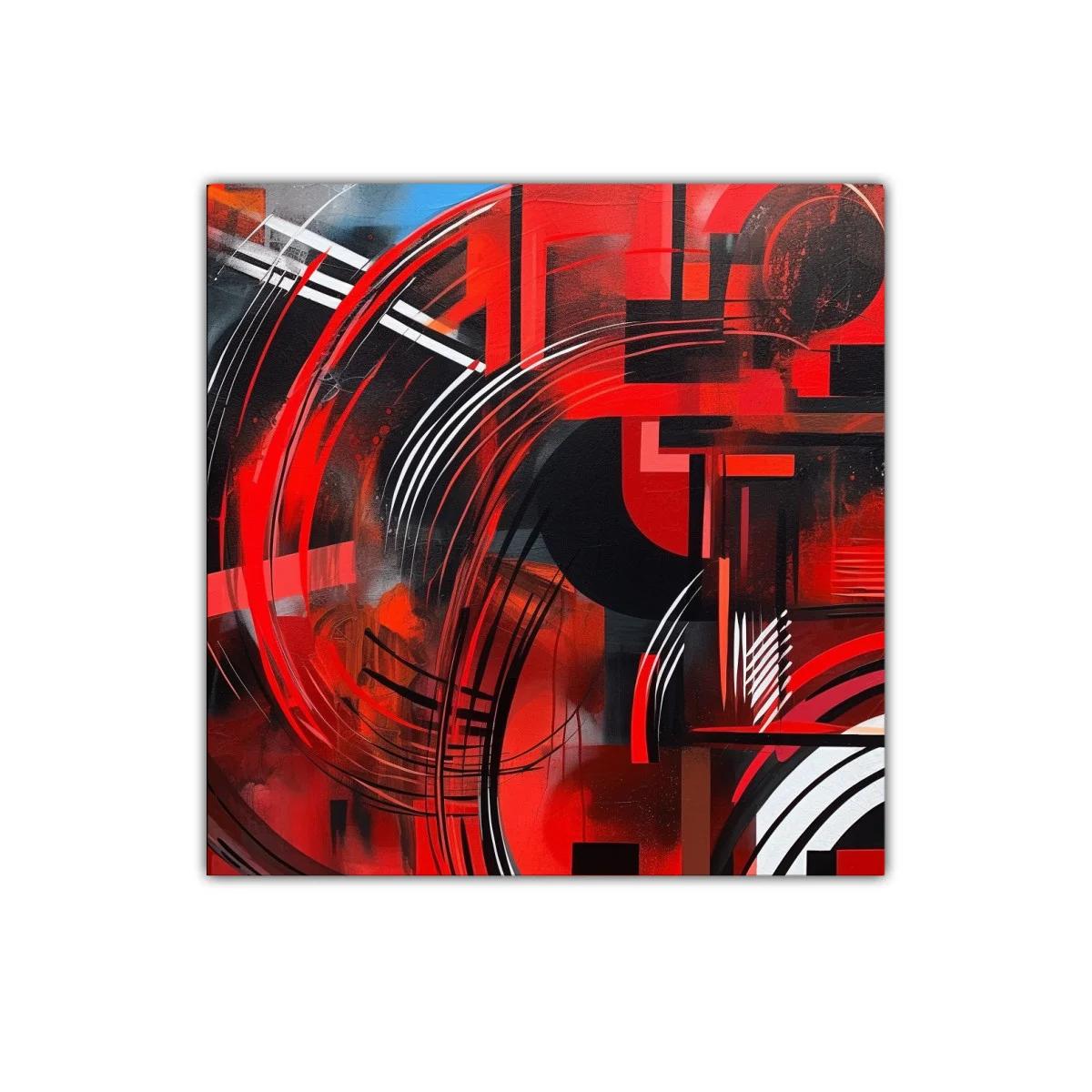 Cuadro decorativo abstracto en vibrante paleta roja y negra — imagen principal