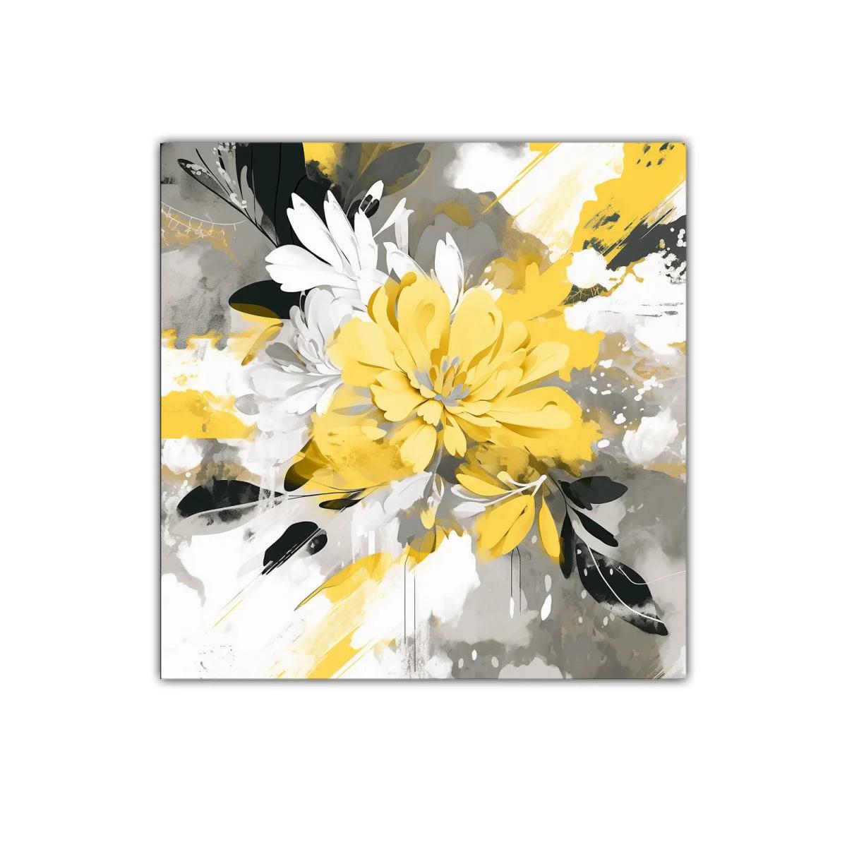 Flor Abstracta en Amarillo Gris y Blanco Moderna y Vibrante — imagen principal