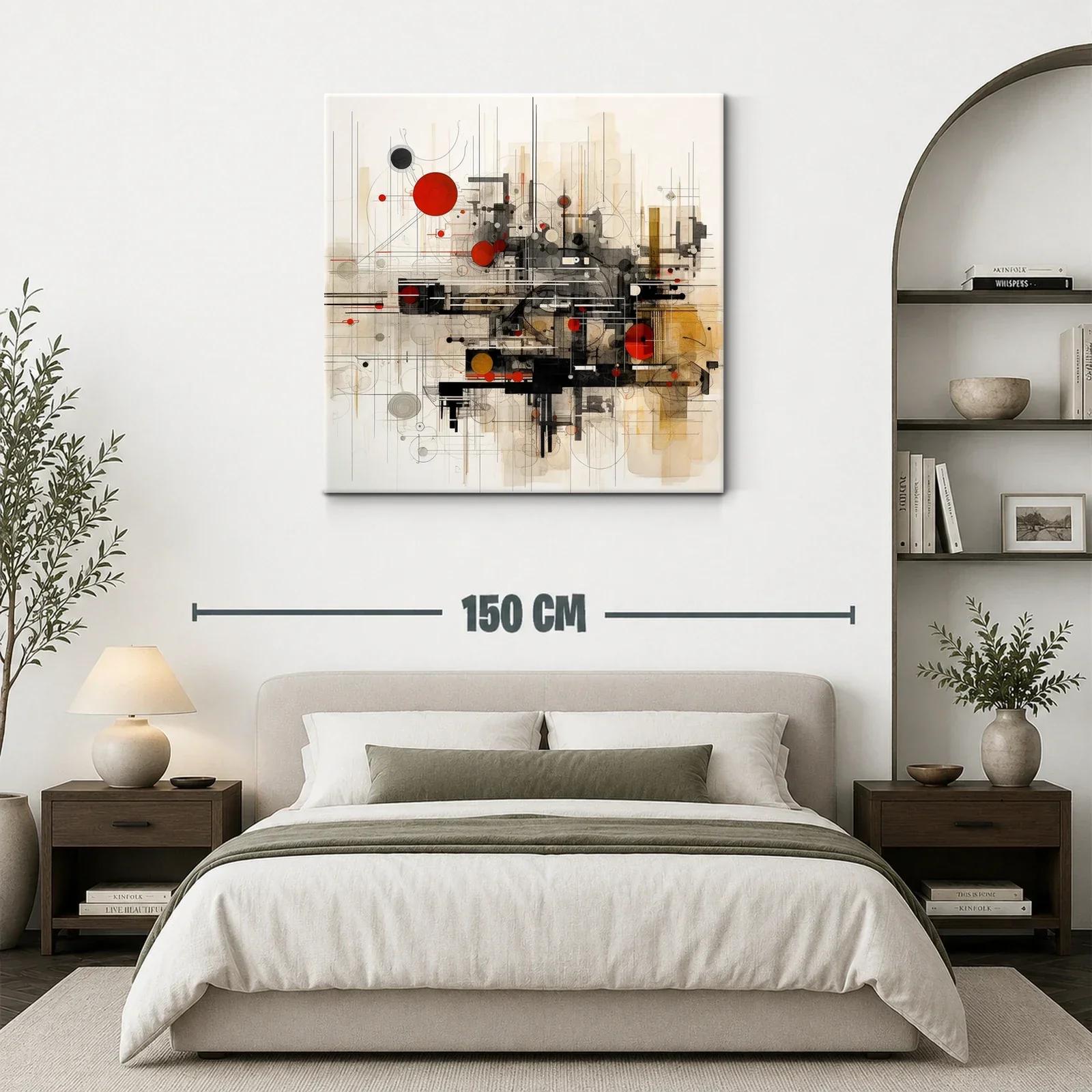Composición geométrica con toques rojos y negros vibrantes — miniatura 3