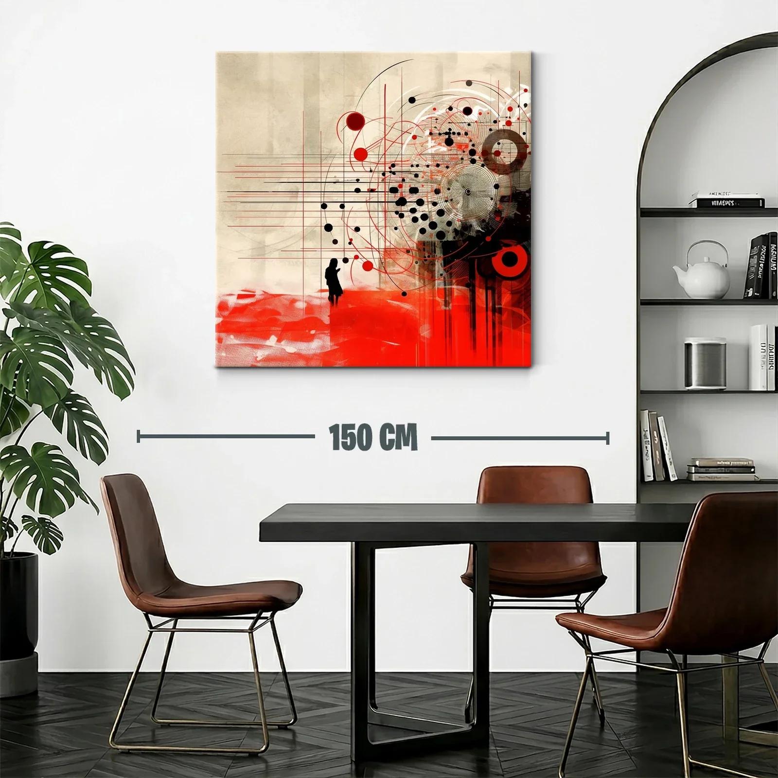 Cuadro abstracto con formas geométricas en rojo y negro — miniatura 2