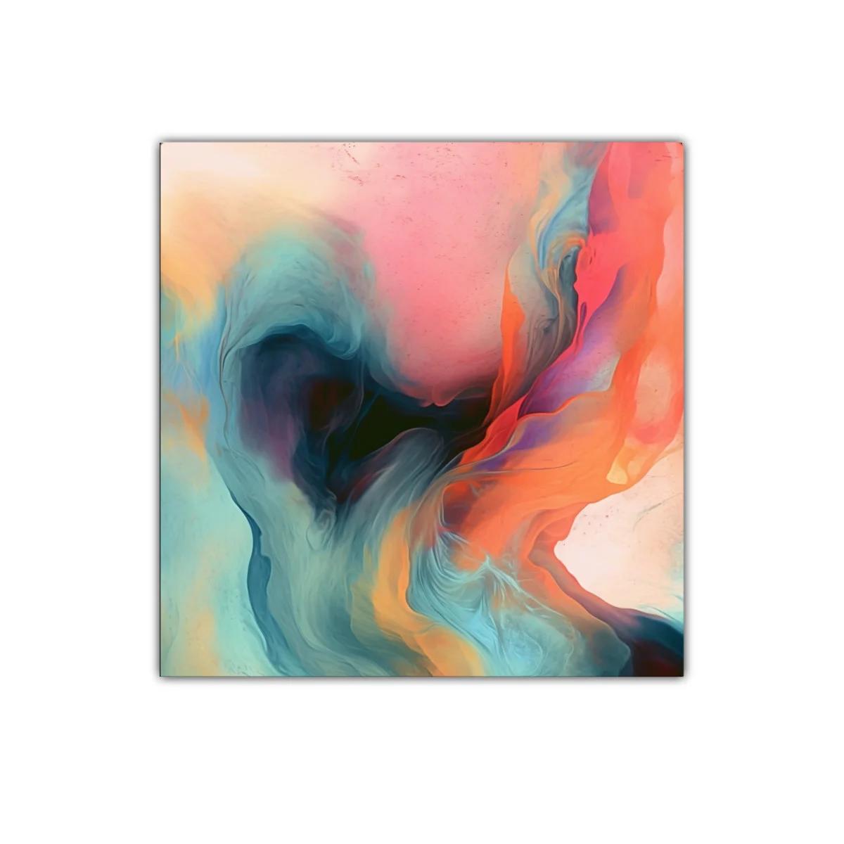 Composición abstracta con tonos cálidos y fríos vibrantes — imagen principal