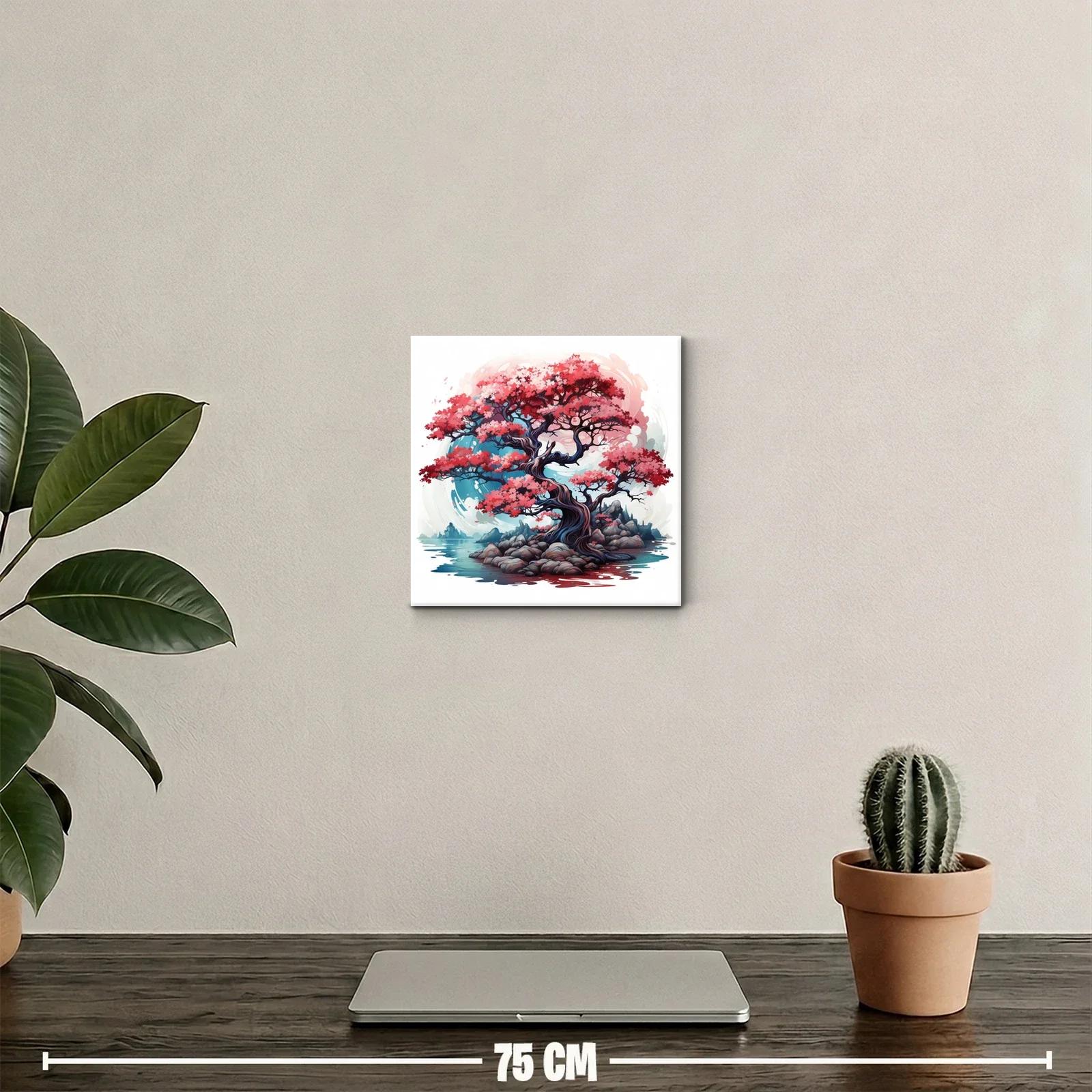 Árbol ornamental con flores rojas y fondo sereno — miniatura 2