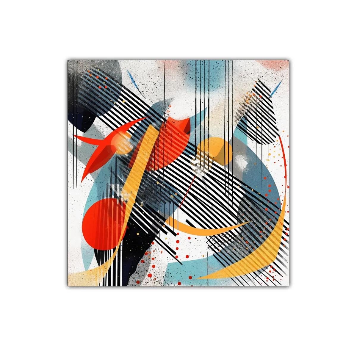 Cuadro decorativo con formas geométricas y líneas dinámicas — imagen principal