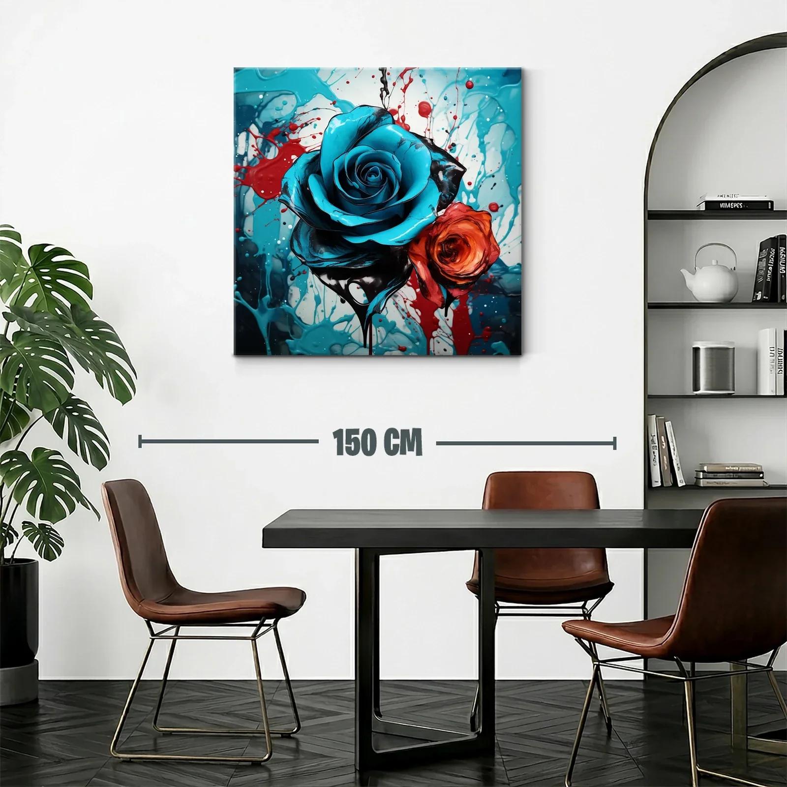 Rosas vibrantes en contraste de azul y rojo — miniatura 2