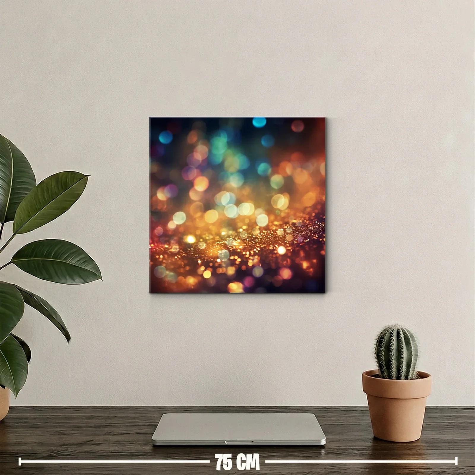 Cuadro abstracto de luces difusas en tonos cálidos y fríos — miniatura 2