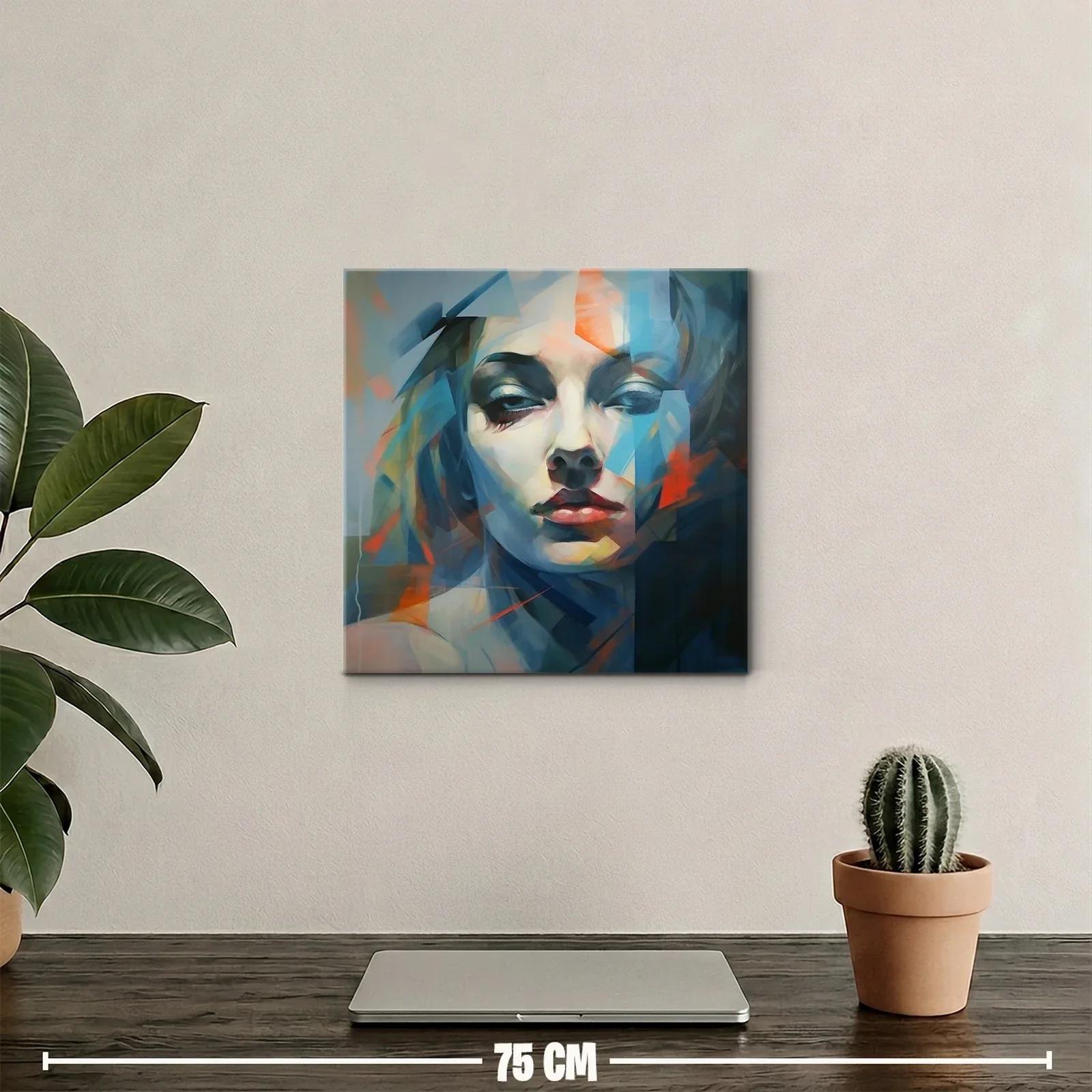 Retrato abstracto de mujer con tonos fríos y cálidos — miniatura 2
