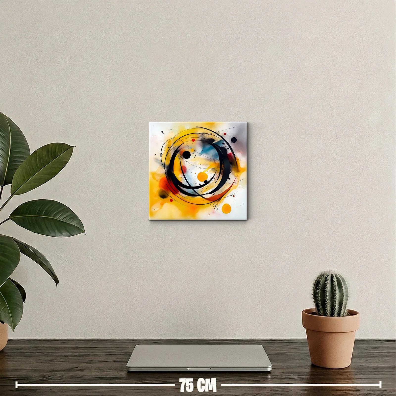 Cuadro decorativo con formas circulares y vibrantes tonos cálidos — miniatura 2