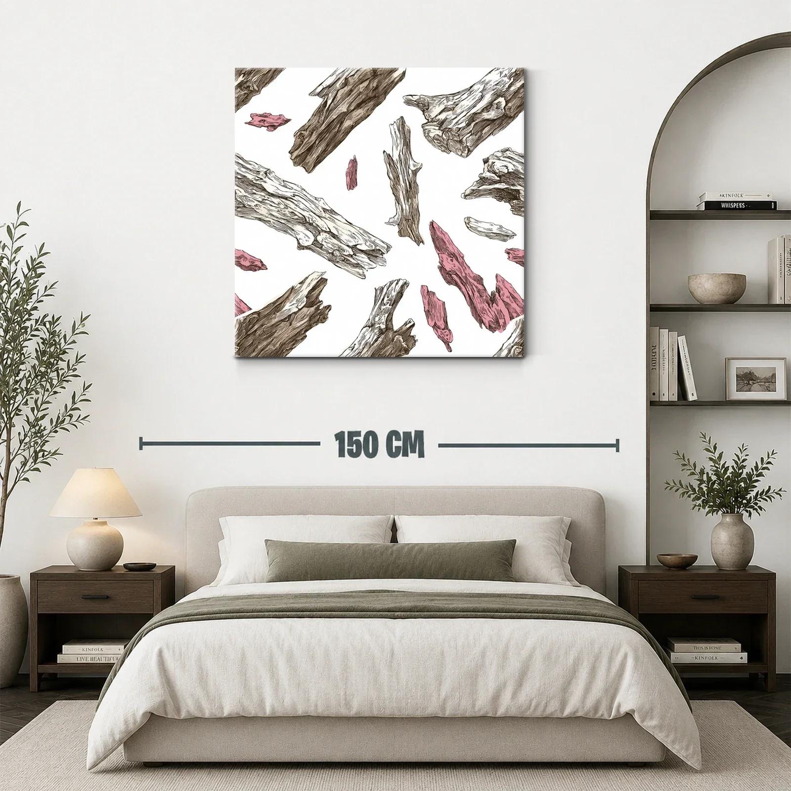 Composición moderna con fragmentos de madera en tonos naturales y rosa — miniatura 3