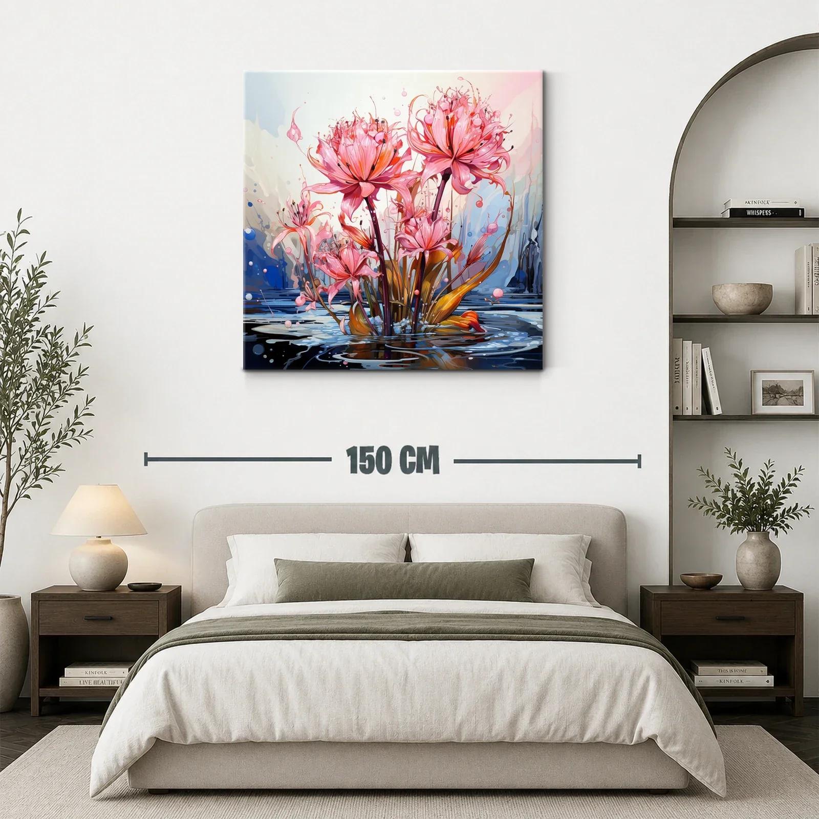 Flores exuberantes en tonos rosa sobre agua reflejada — miniatura 3