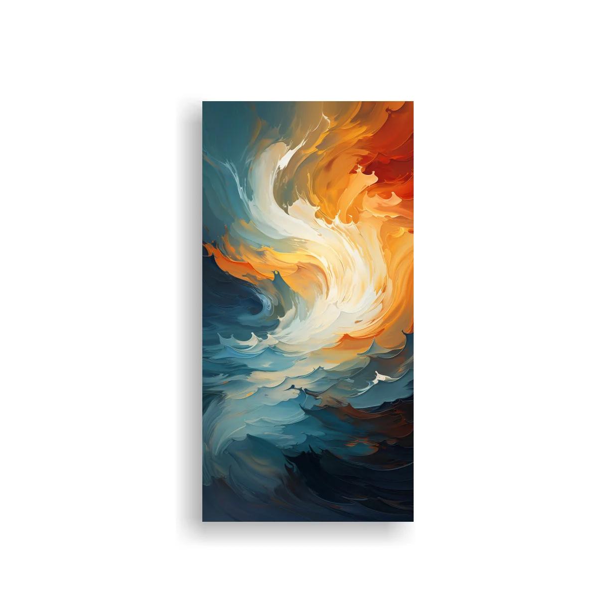Cuadro remolino de olas en azul y naranja