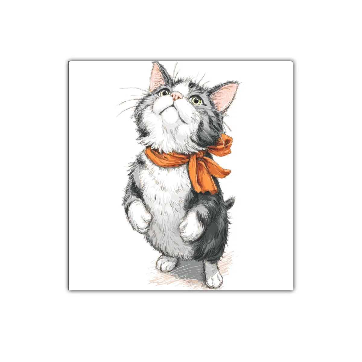 Tierno gato con pañuelo naranja en pose dulce y juguetona — imagen principal
