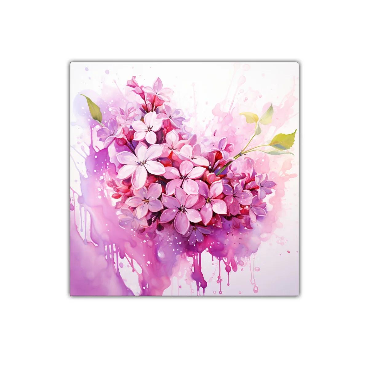 Cuadro decorativo ramo de flores en tonos rosa y lila — imagen principal