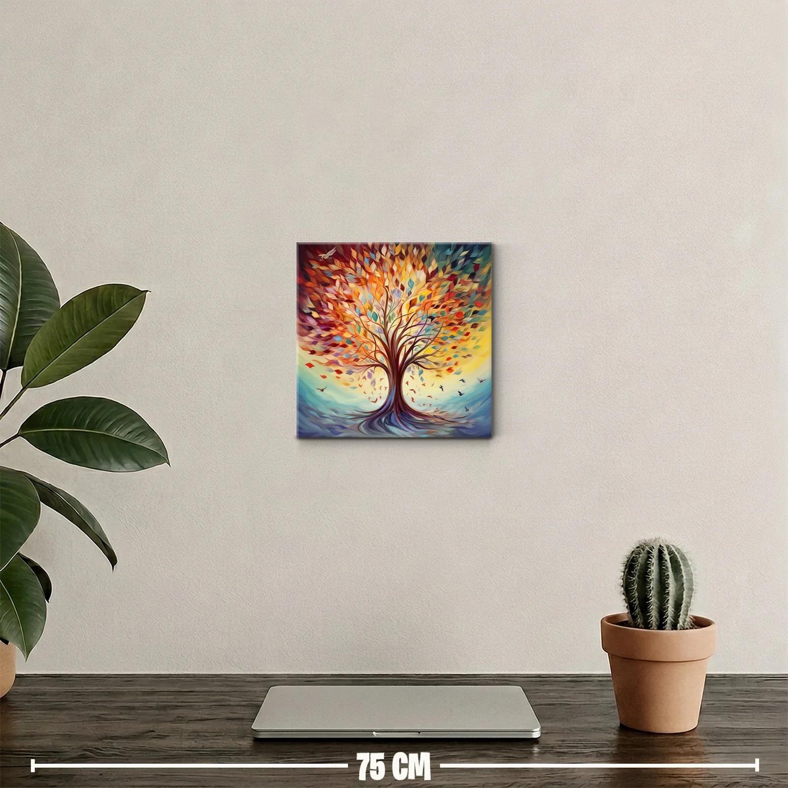 Cuadro vibrante de árbol con hojas coloridas en movimiento — miniatura 2