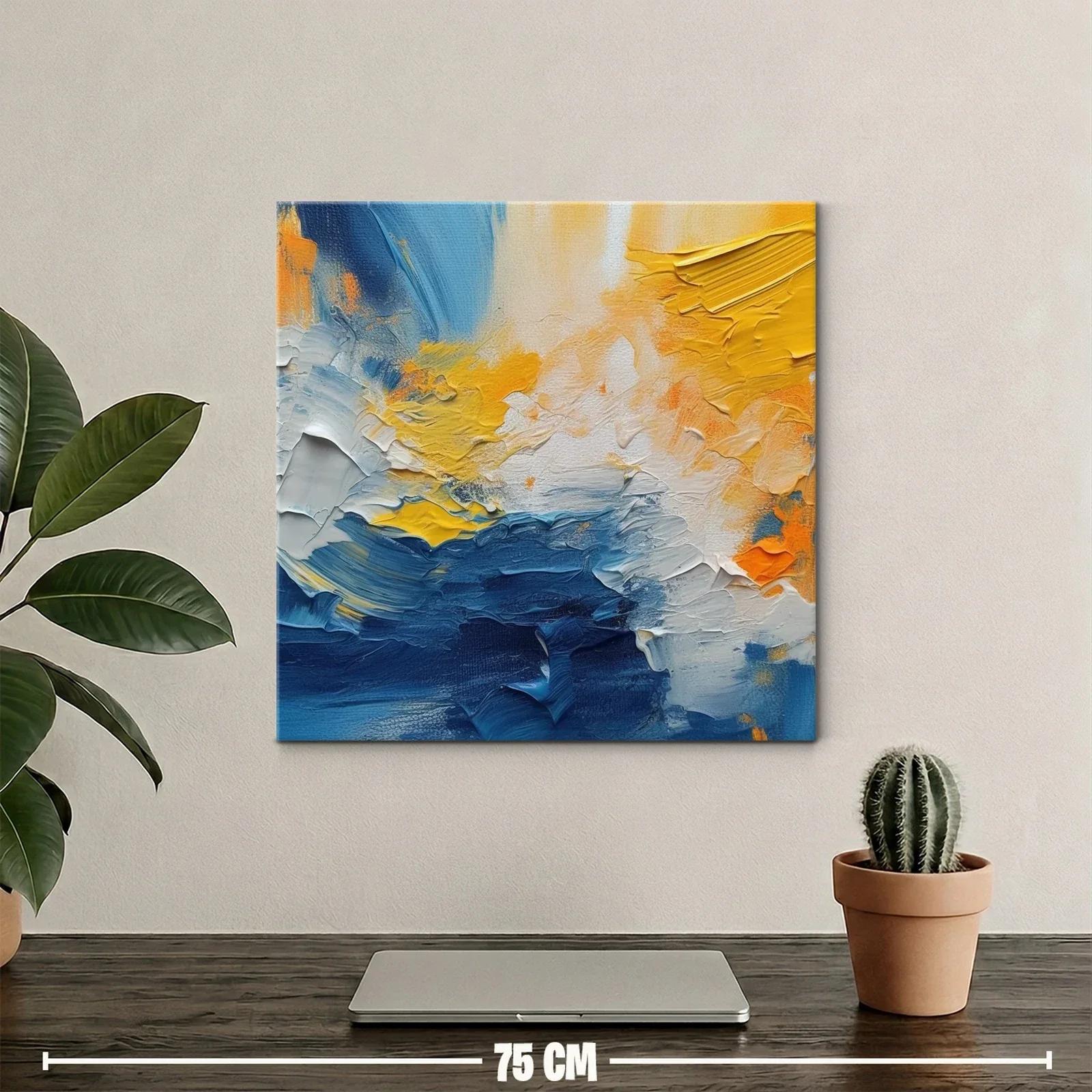 Cuadro abstracto con vibrantes tonos azules y amarillos — miniatura 2