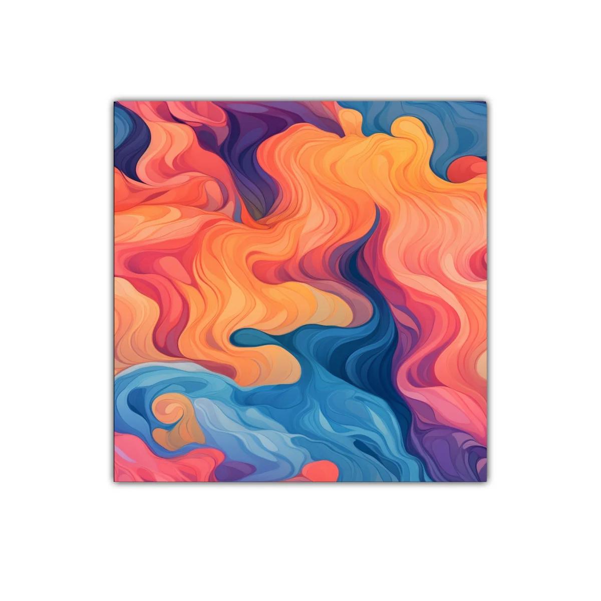 Cuadro decorativo con vibrantes formas abstractas y curvas fluidas — miniatura 1