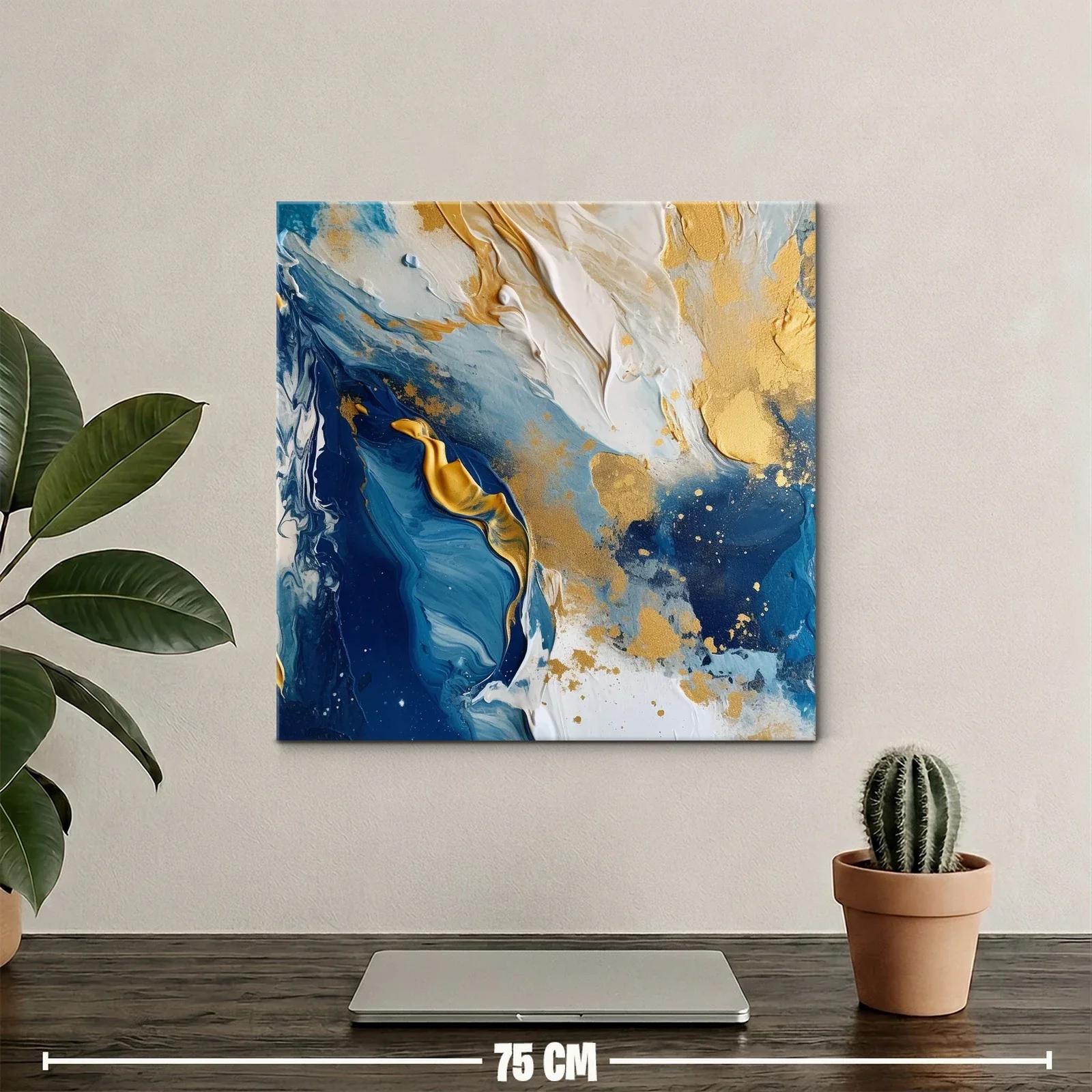 Composición abstracta en tonos azules dorados y blancos — miniatura 2