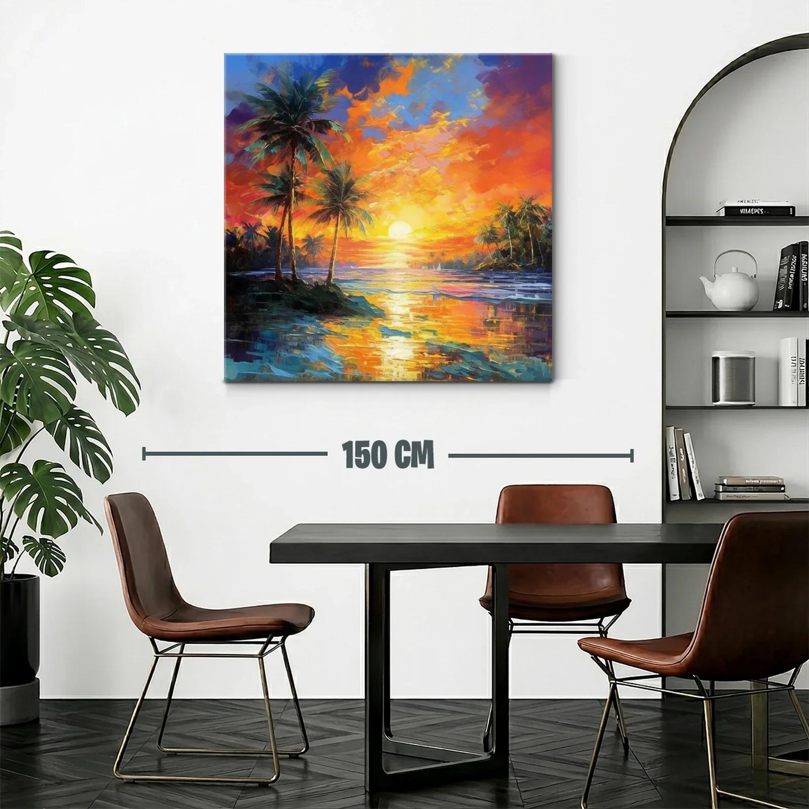Atardecer tropical con palmeras y reflejos vibrantes — miniatura 2