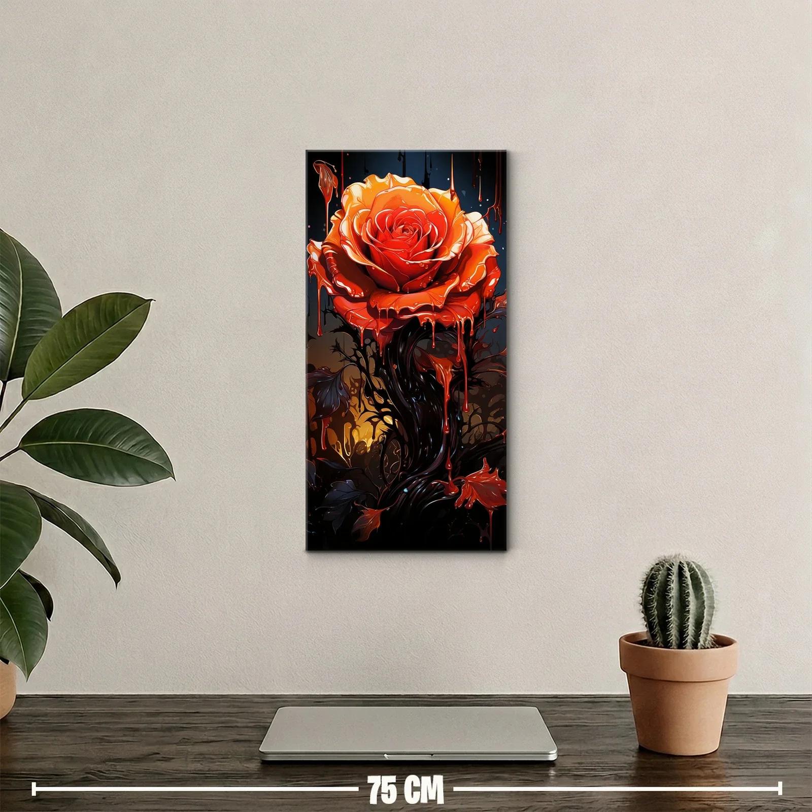 Cuadro rosa roja con chorreos de pintura — miniatura 2