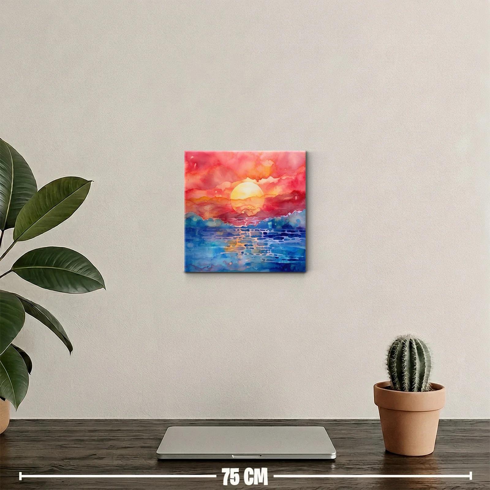 Atardecer vibrante con cielo anaranjado y mar azul — miniatura 2